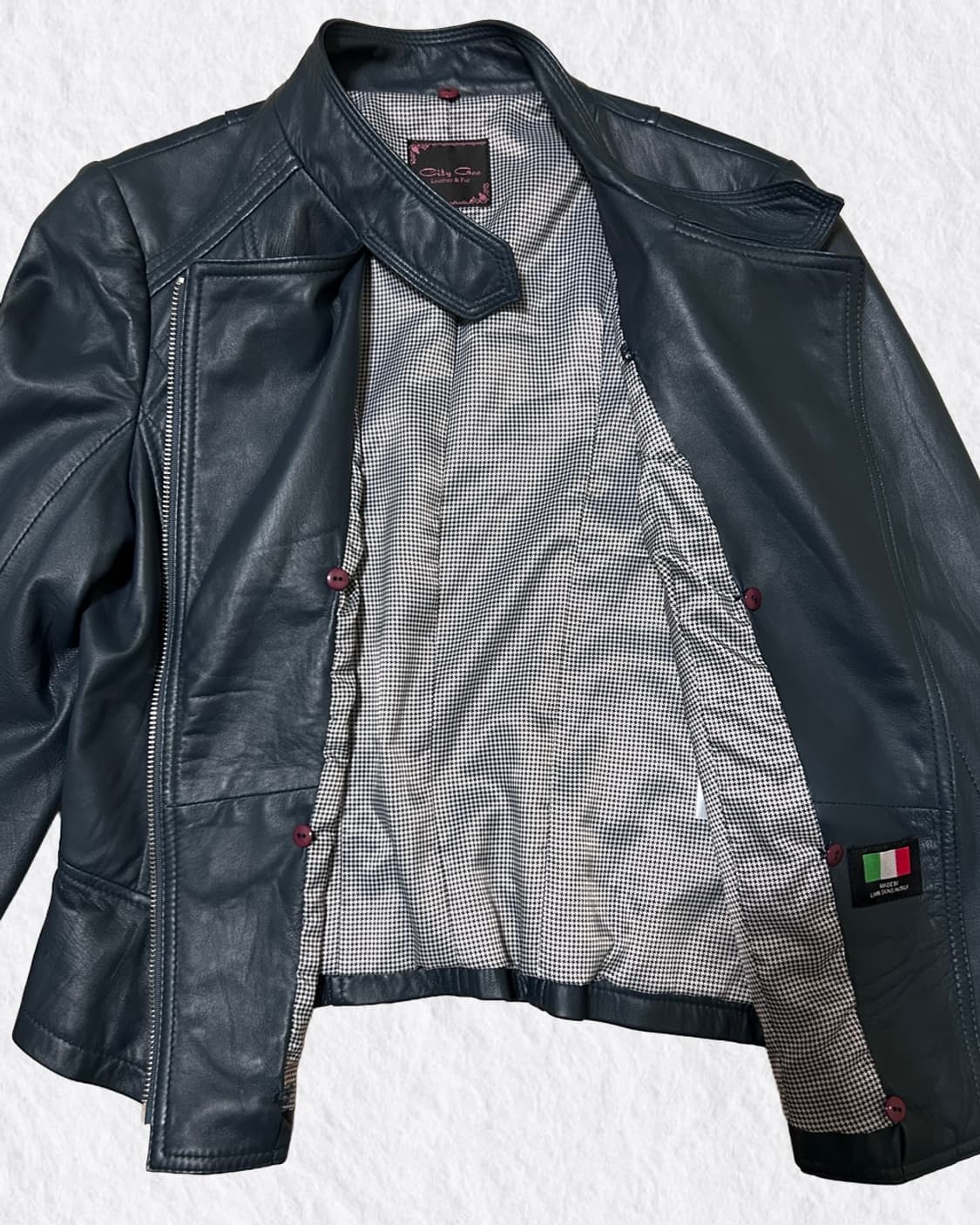 City Gee 청록색 양가죽 자켓 상품이미지4