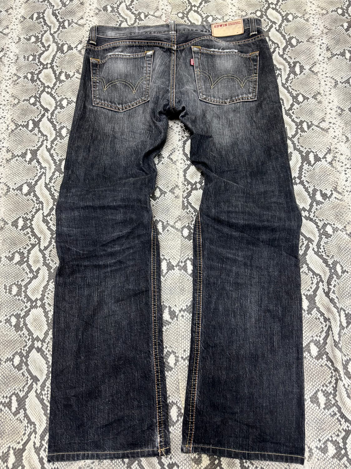 “Edwin”Y2K Black Denim Washed Pants 상품이미지6