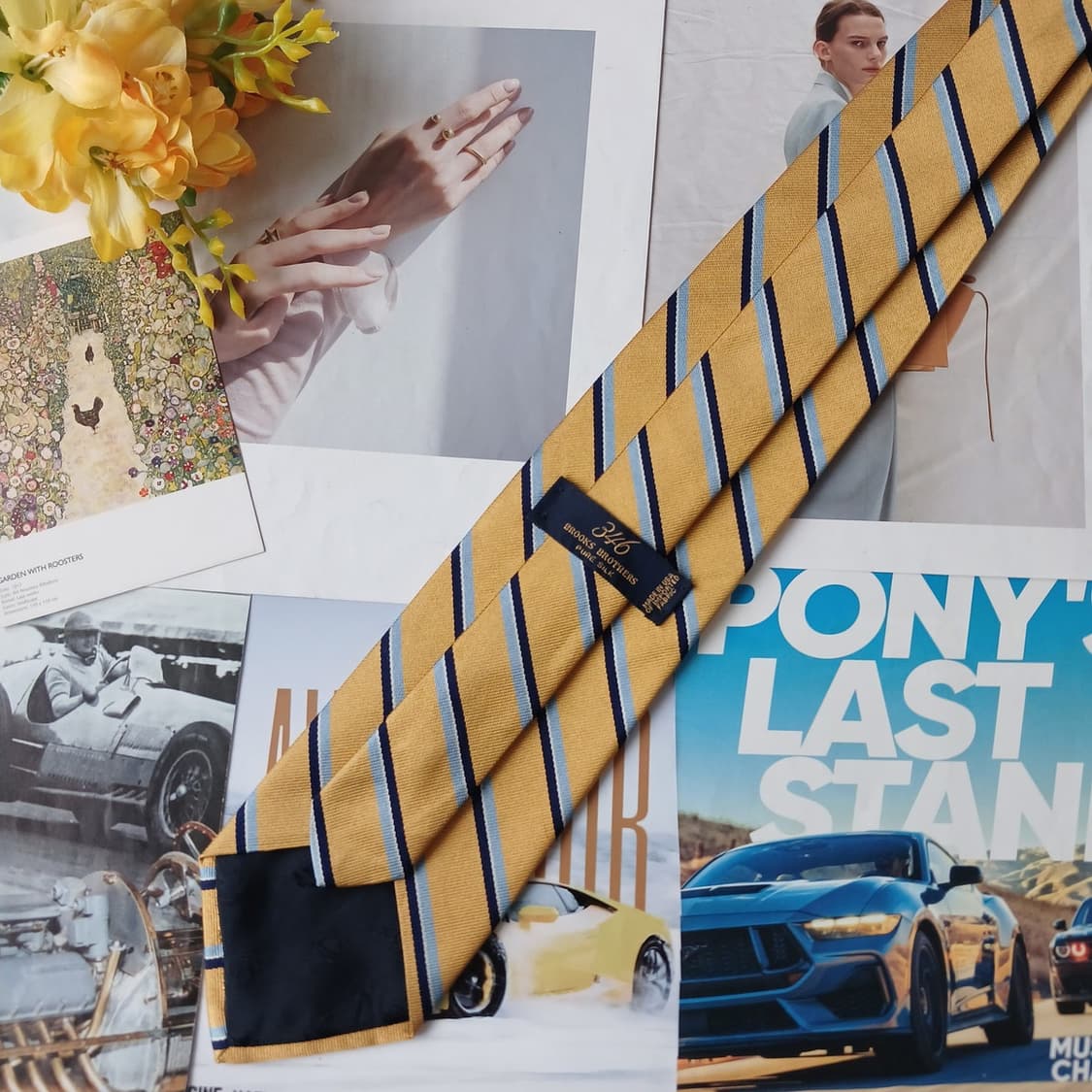 브룩스 브라더스 실크 옐로우 넥타이 9.5cm A+~A A19153
 상품이미지4