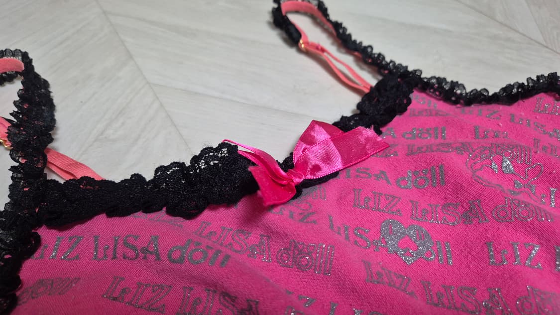 Lizlisa doll 리즈리사 돌 갸루 핫핑크 리본 나시 슬리브리스 상품이미지3