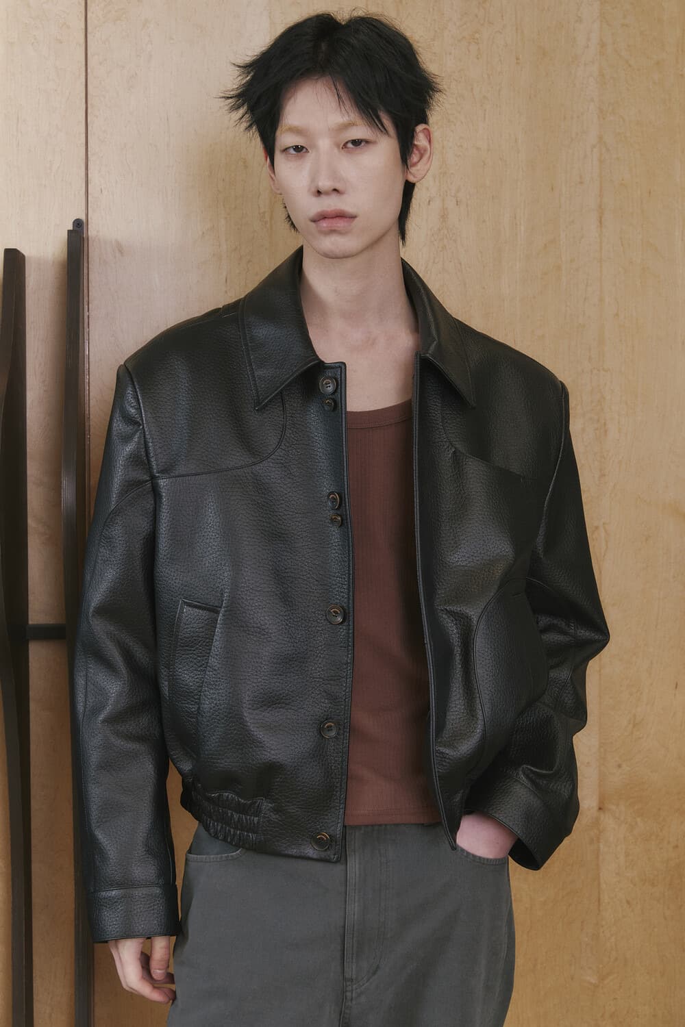 웨이비니스 flow line 레더 자켓 2 상품이미지3