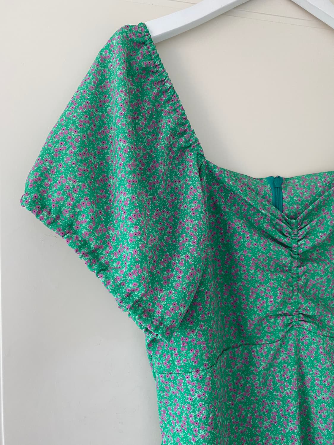 vintage 그린 플라워 원피스 상품이미지3