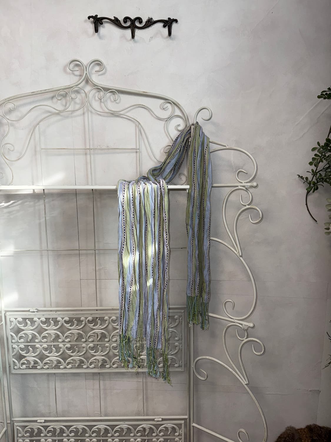 Purple green stitch stripe scarf 상품이미지1