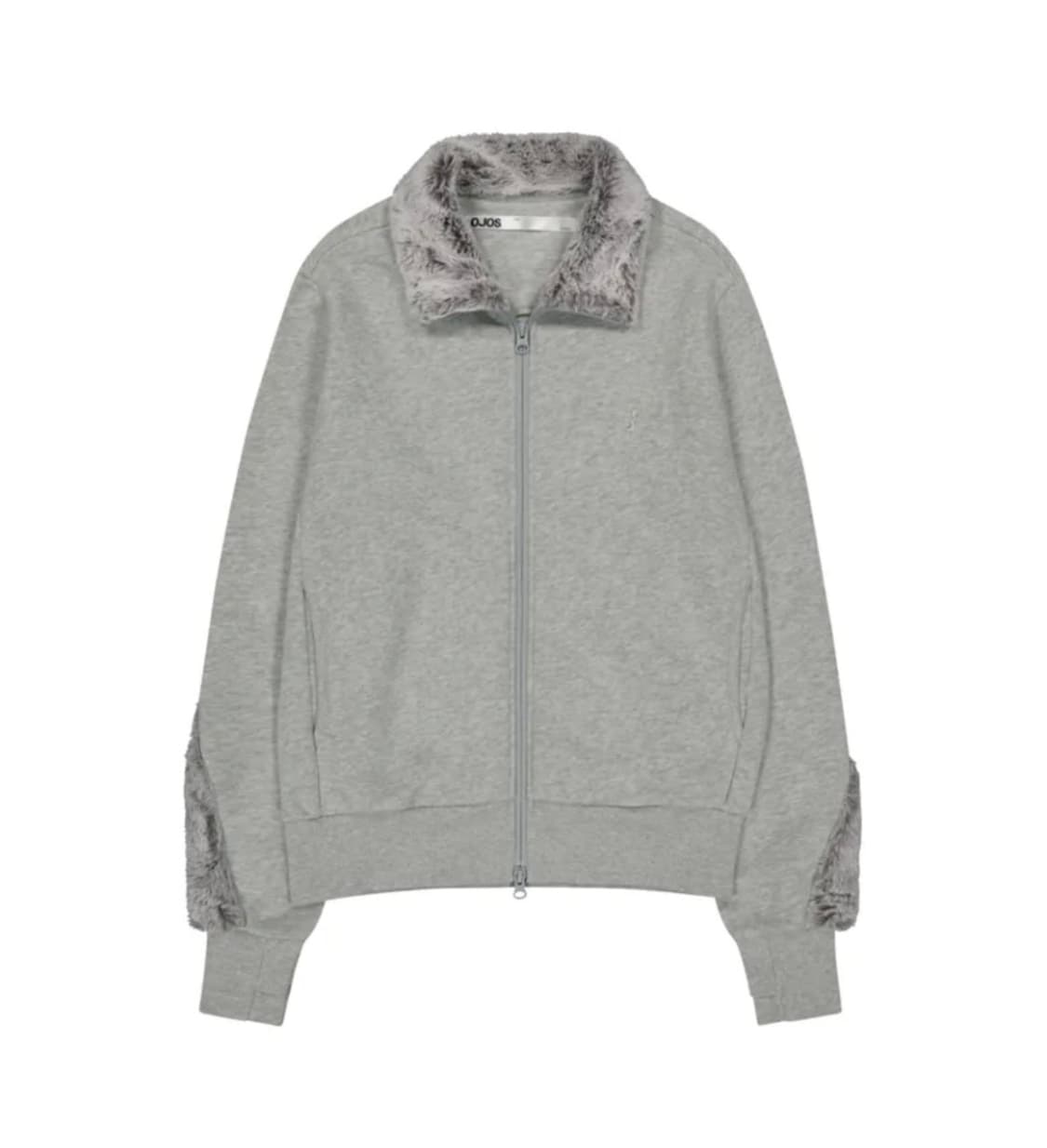 오호스 Fur Trim Jersey Zip-up / Grey 상품이미지1