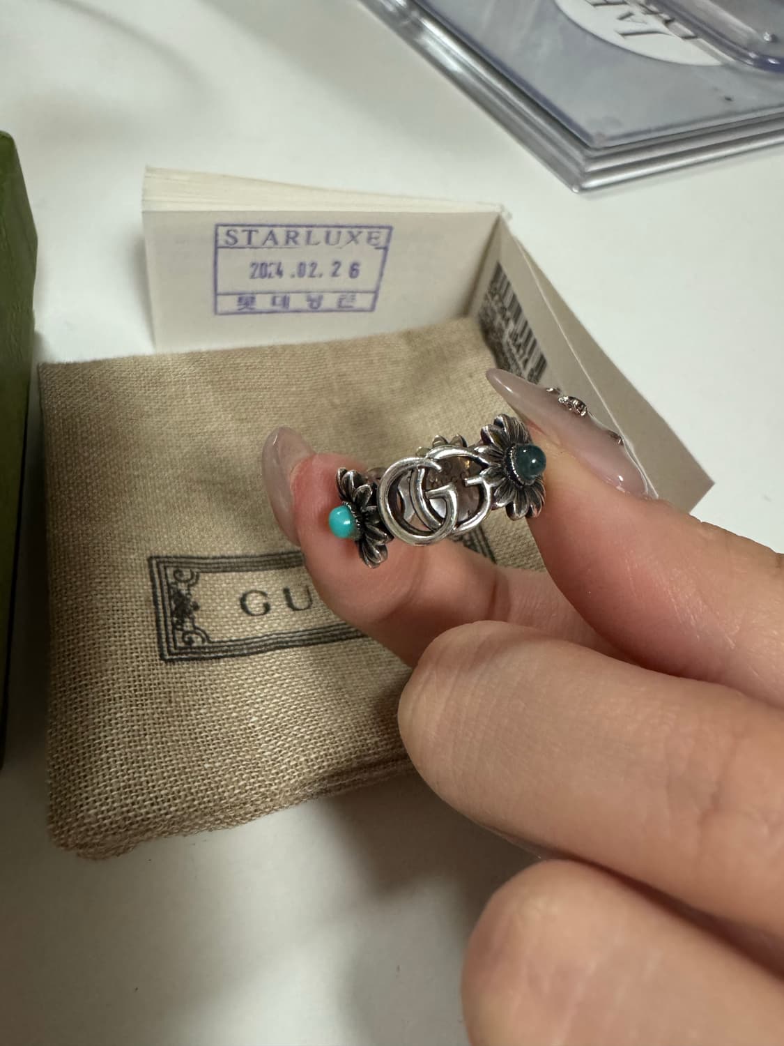 구찌 더블g 자개 플라워 링 반지 상품이미지4