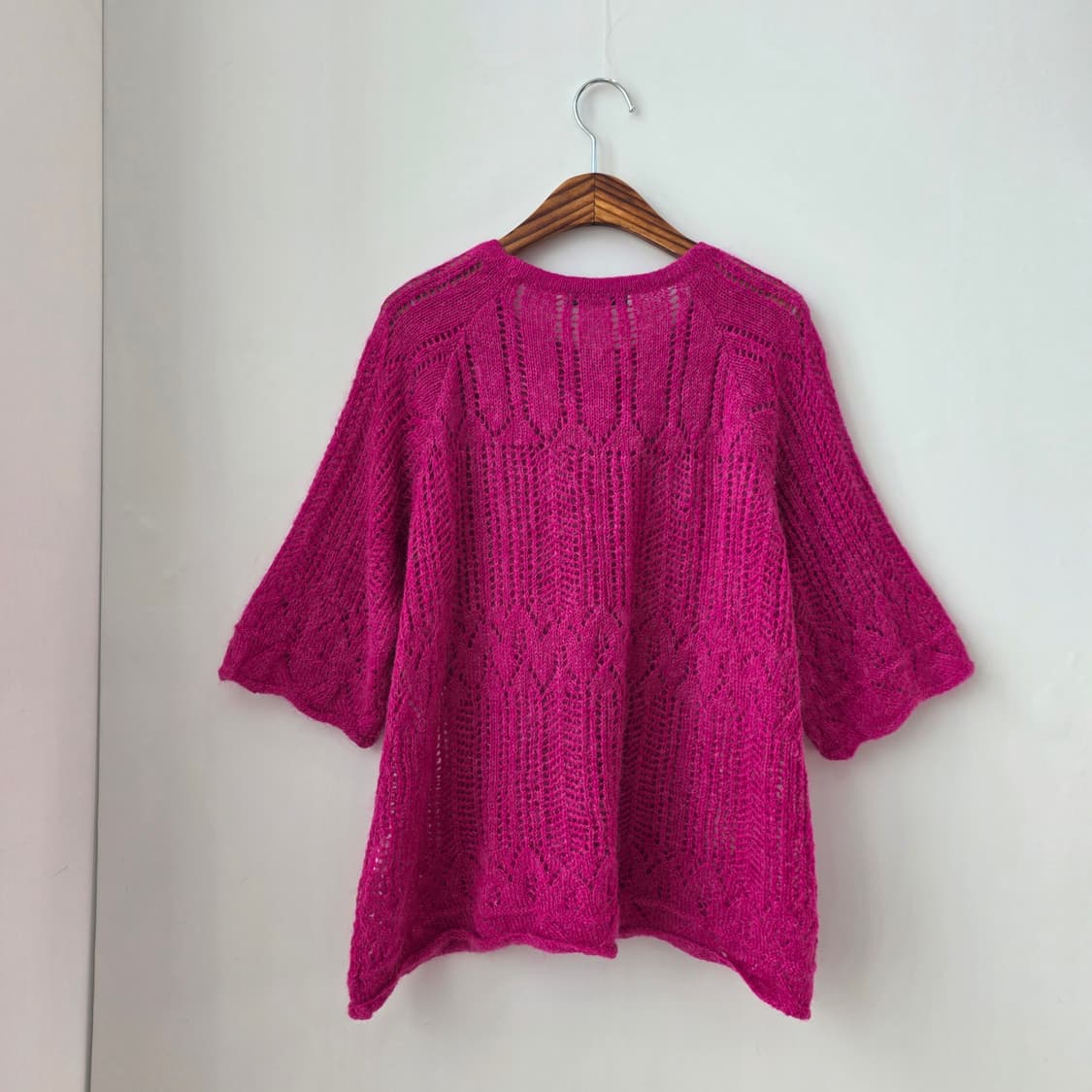 RA PASTEL 핫핑크 모헤어 시스루 7부 니트 상품이미지2