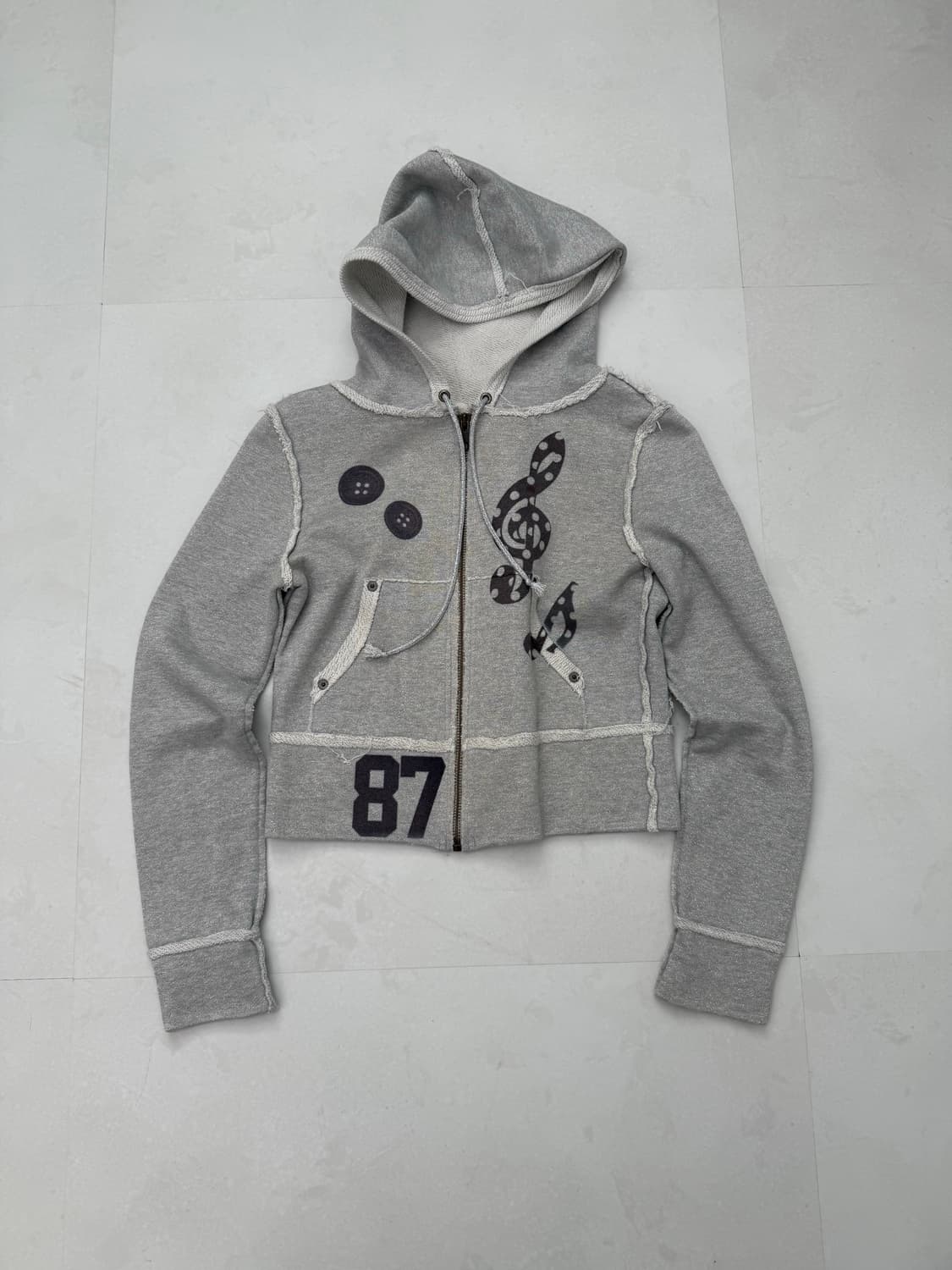 도트 음표 프린팅 슬림 후드집업  상품이미지5