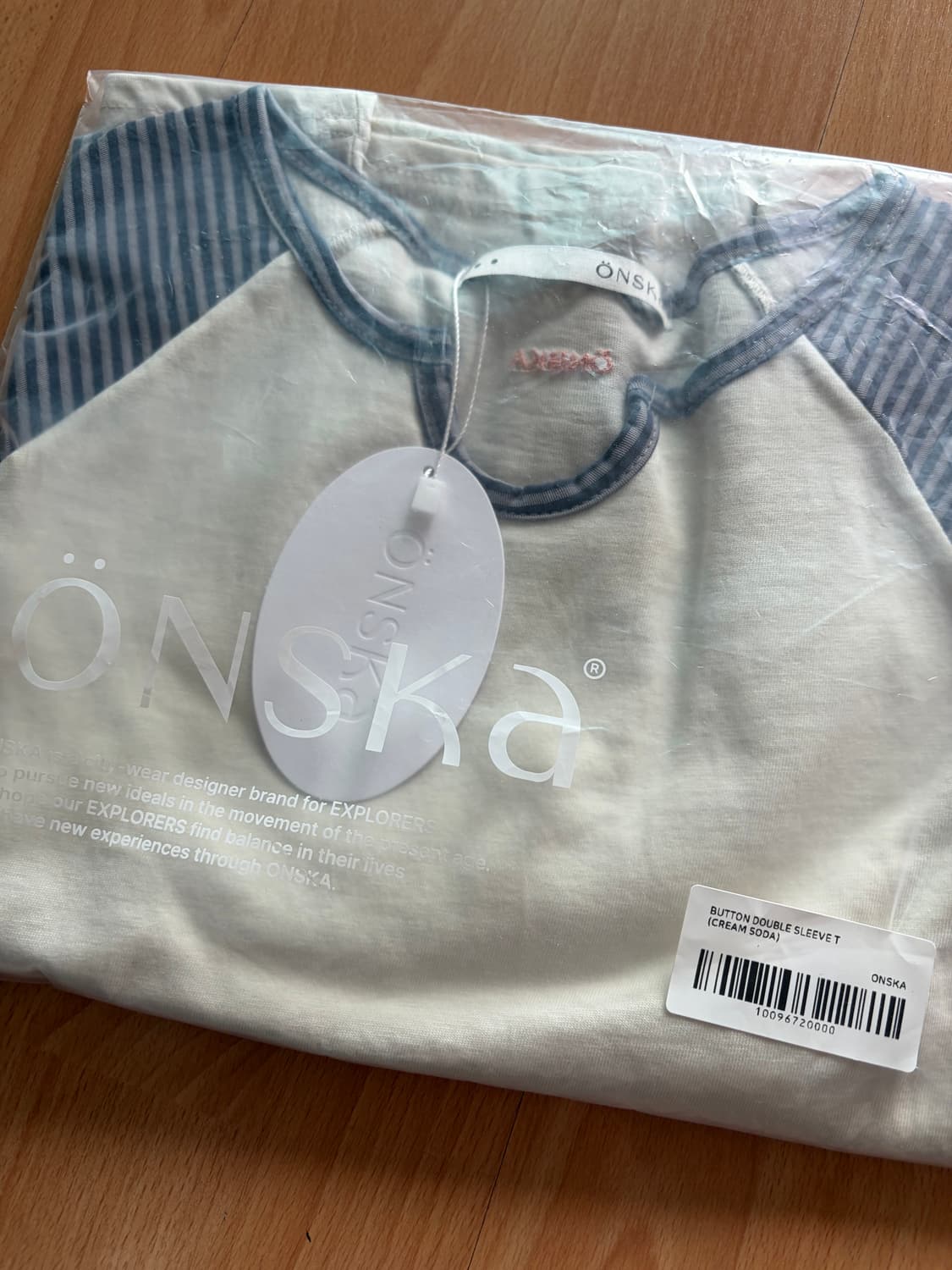 온스카 BUTTON DOUBLE SLEEVE T (CREAM SODA) 상품이미지6