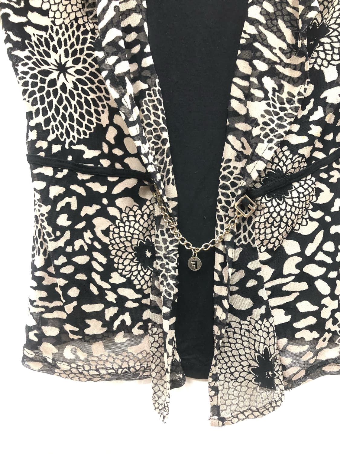 floral leopard pattern sheer short sleev 상품이미지5