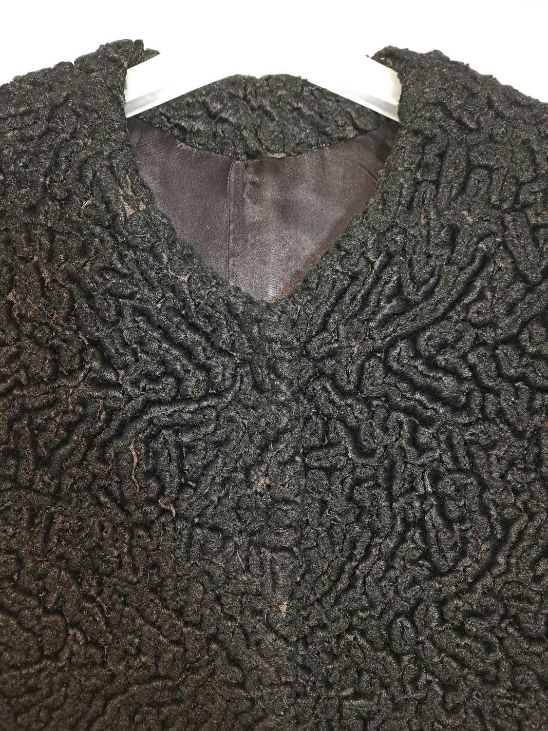 일본 빈티지 여성 하프 코트 인조 아스트라칸 S 상품이미지2