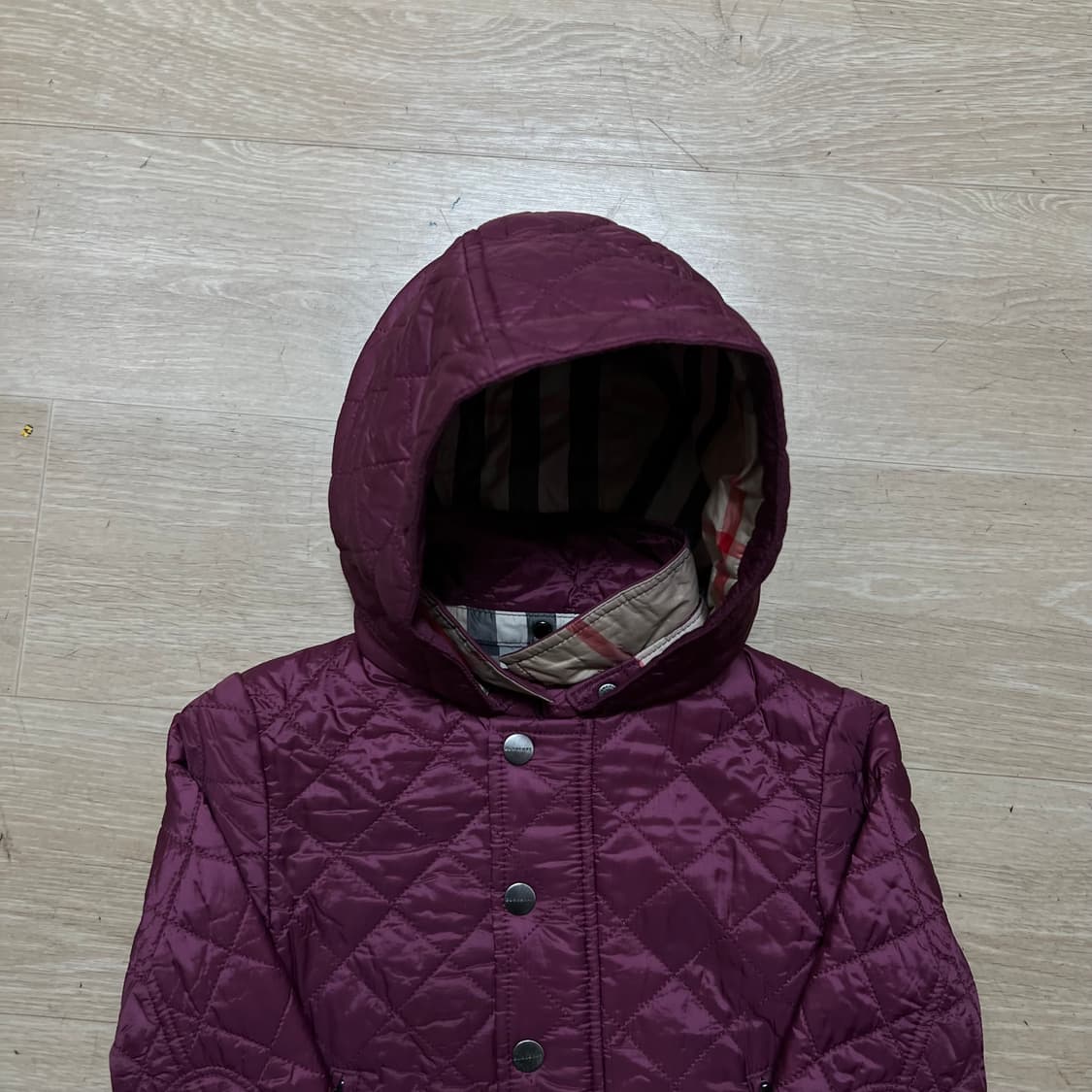 버버리 키즈 노바체크 후드 퀼팅자켓 점퍼 [딥퍼플] 3세 상품이미지2