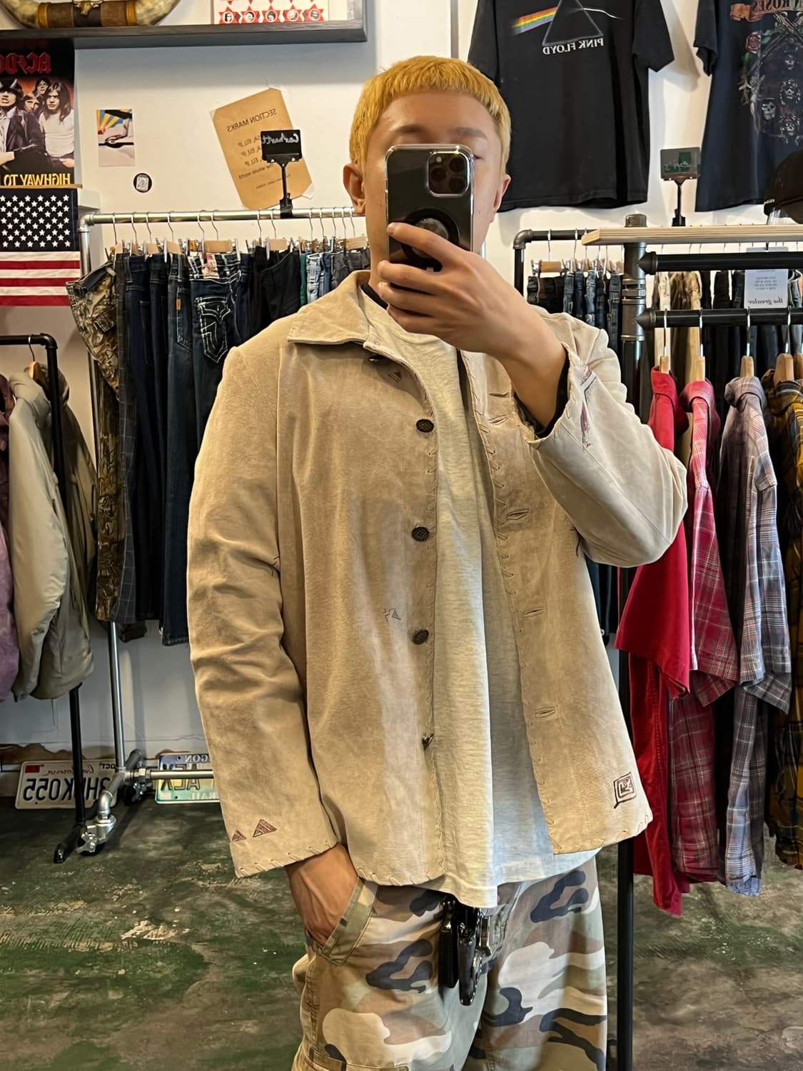 90's 치코스 웨스턴 스웨이드 가죽 자켓 백프린트 아트웨어 빈티지 상품이미지2