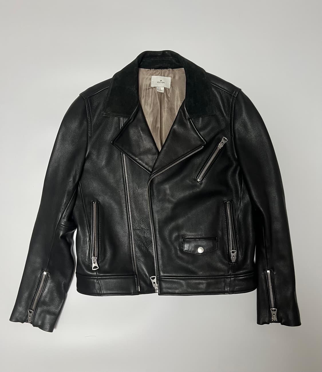 H&M 에디션 벨벳카라 라이더 소가죽 자켓 상품이미지1