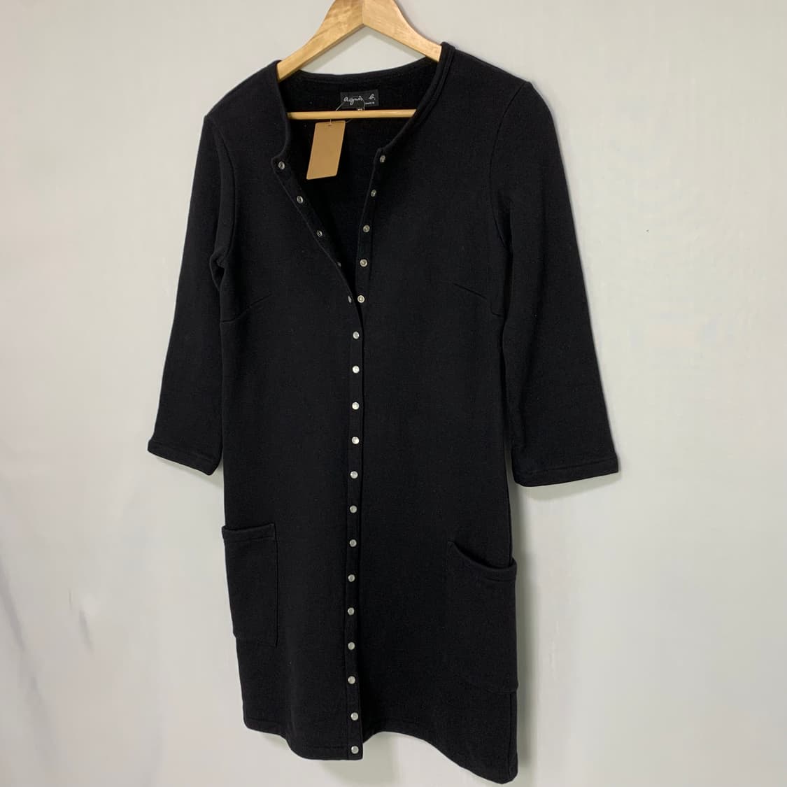 아네스베 7부 소매 블랙 버튼 미디 원피스 S 무채색 일본 빈티지 상품이미지6