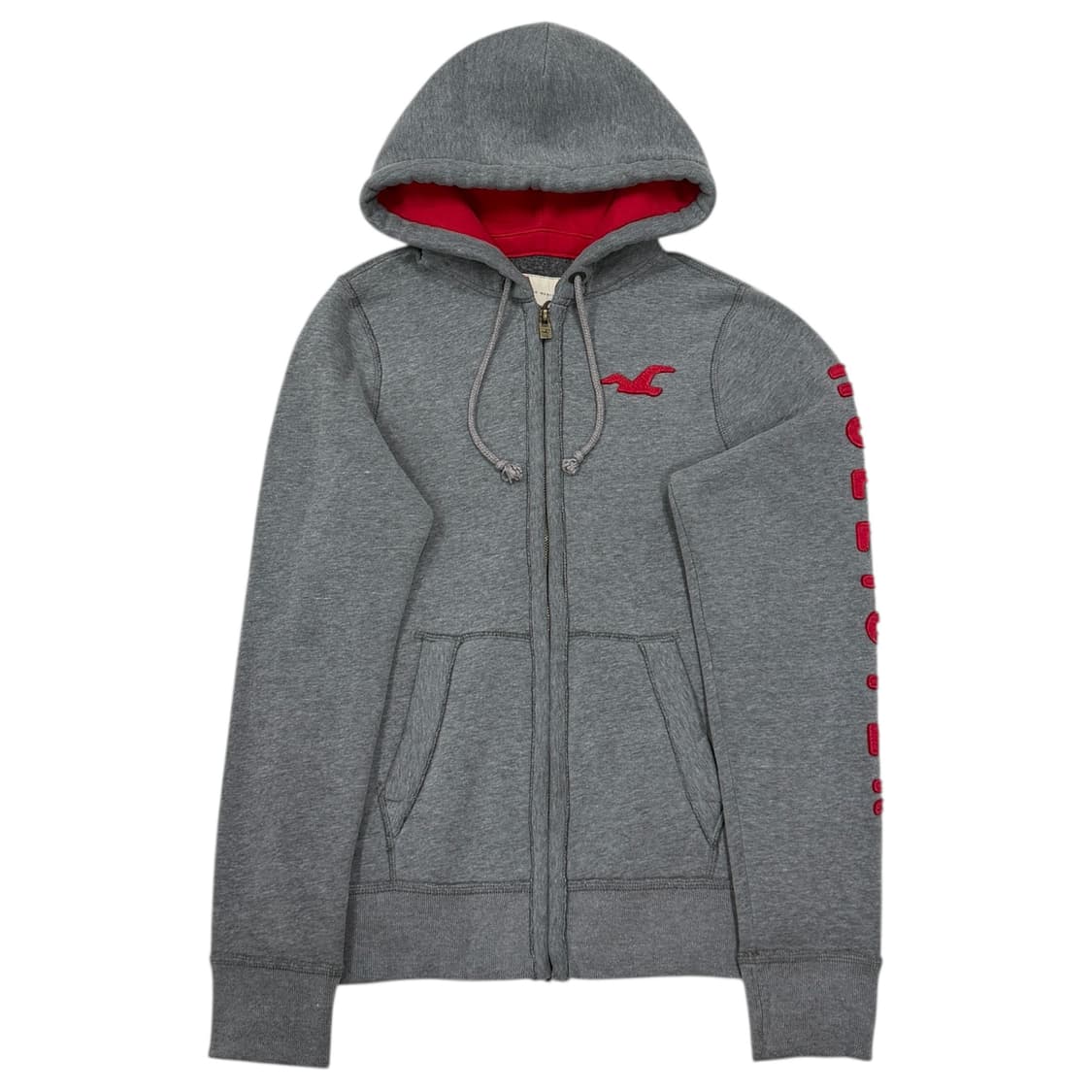 홀리스터 스펠로고 Y2K 기모 후드집업 자켓 그레이 레드 S 상품이미지1