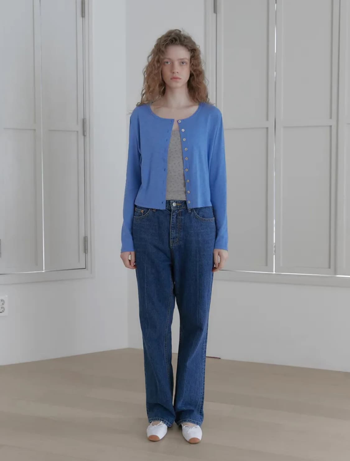 헤더먼트 슬럽 가디건 블루 상품이미지2