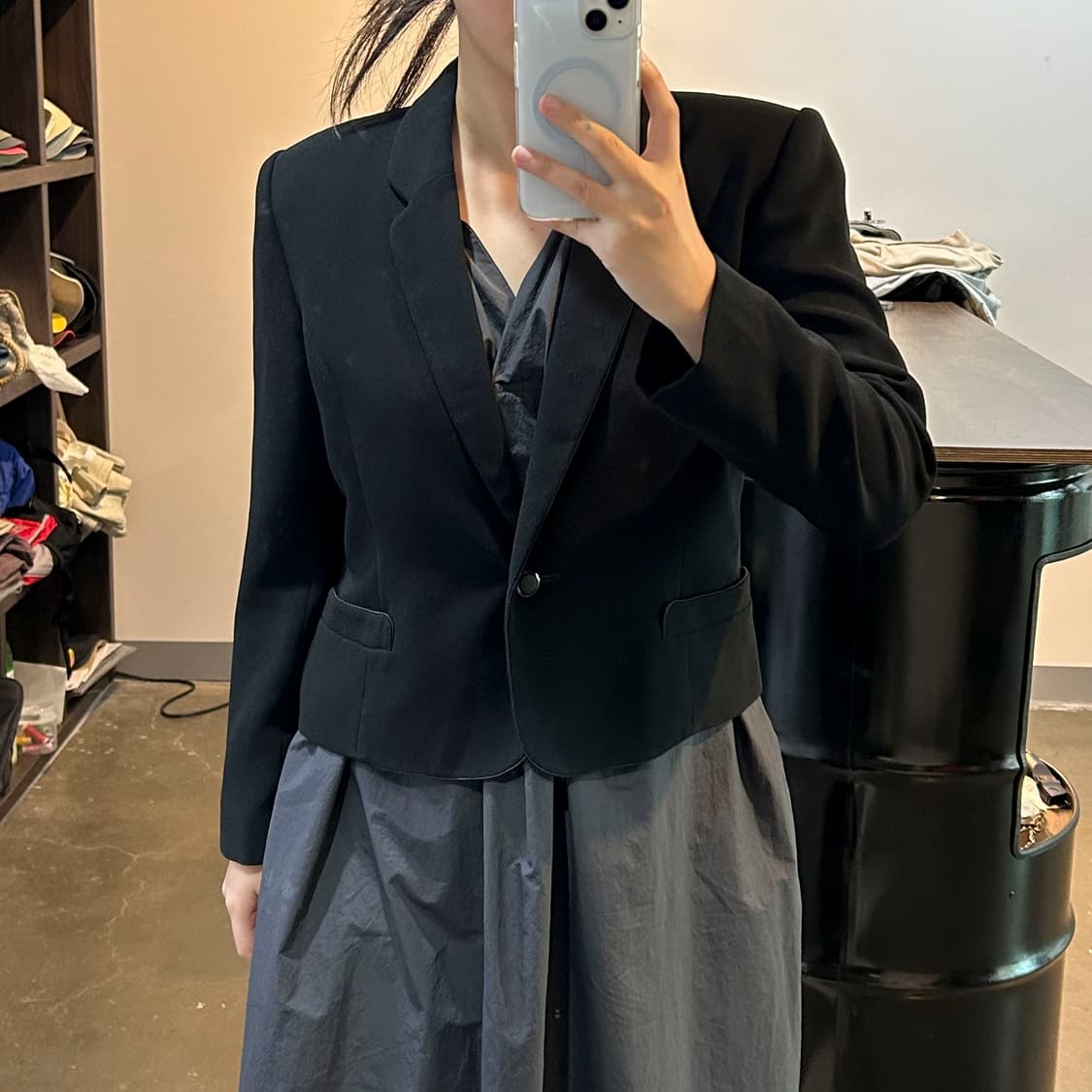 블랙 크롭 자켓 상품이미지1