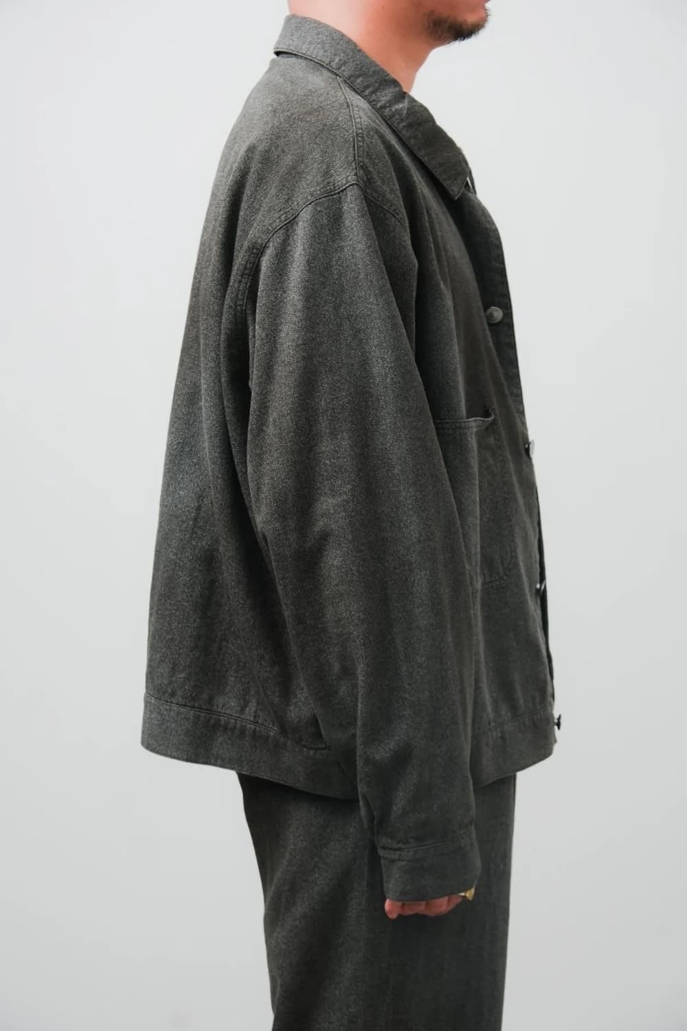 A.PRESSE / 아프레쎄 빈티지 블랙 샴브레이 워크 자켓 상품이미지5