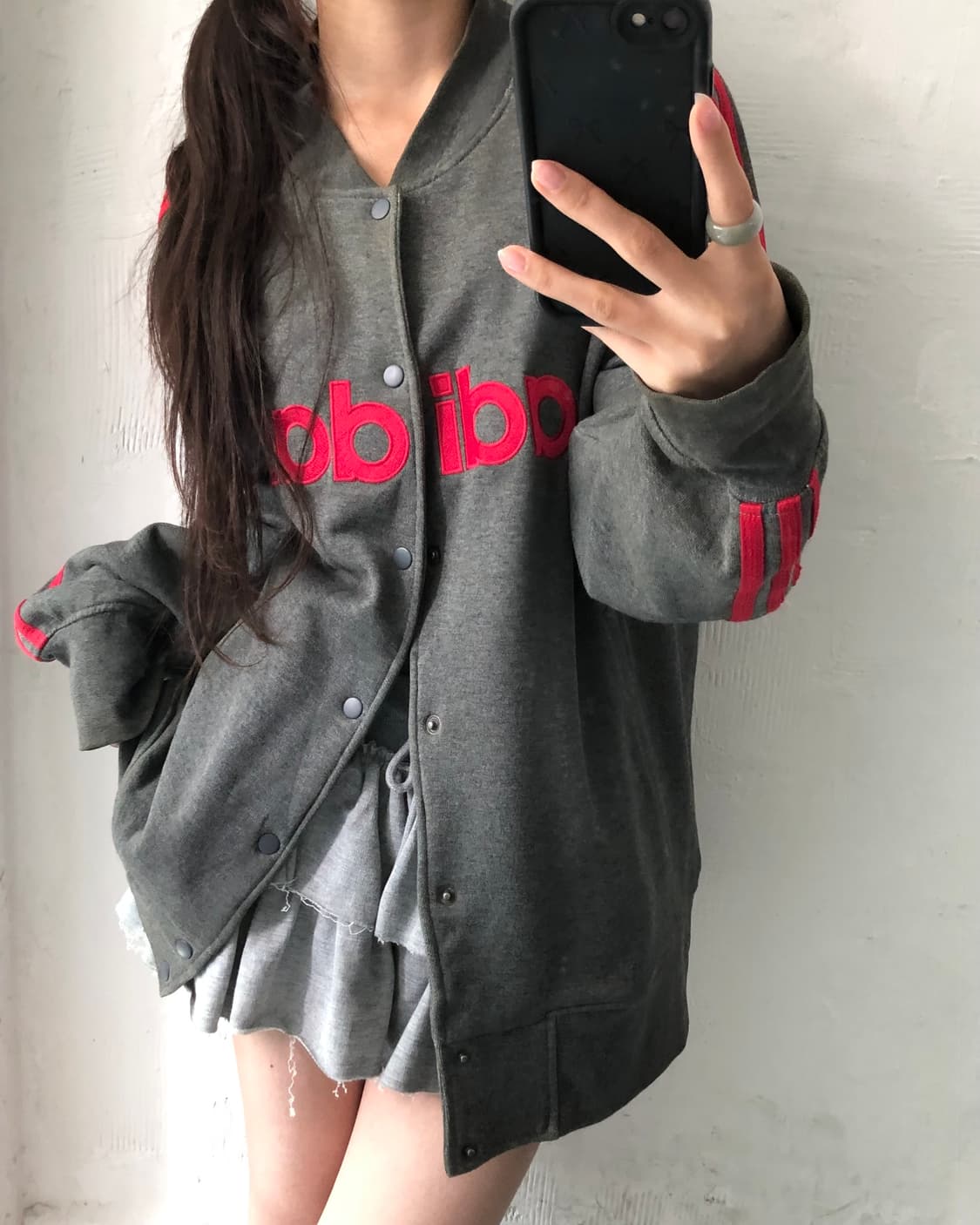 Adidas 아디다스 00‘s 레드로고 차콜컬러 스타디움 코튼 바시티 가 상품이미지1