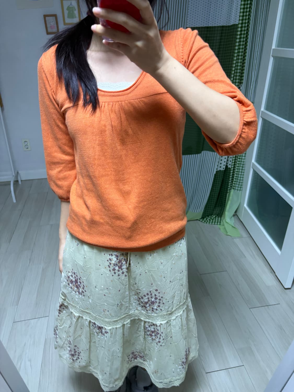 오렌지 7부 니트  상품이미지4