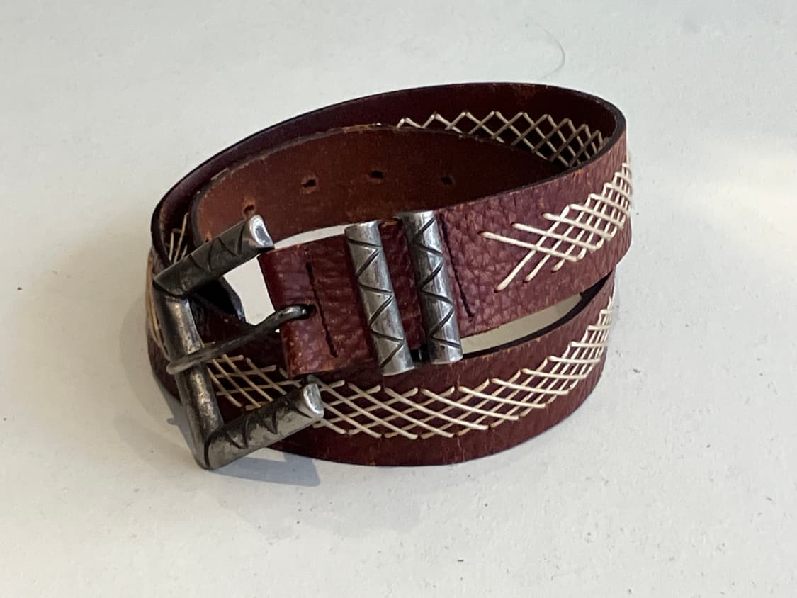 웨스턴 핸드스티치 크로스 패턴 벨트 상품이미지2