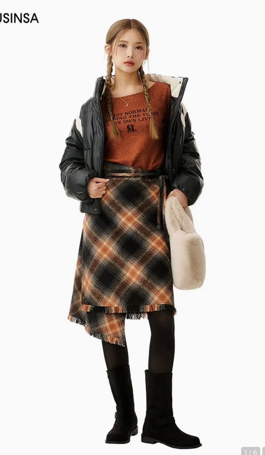 낫노잉 Slogan Long Sleeve Knitted Top(Brick 상품이미지1