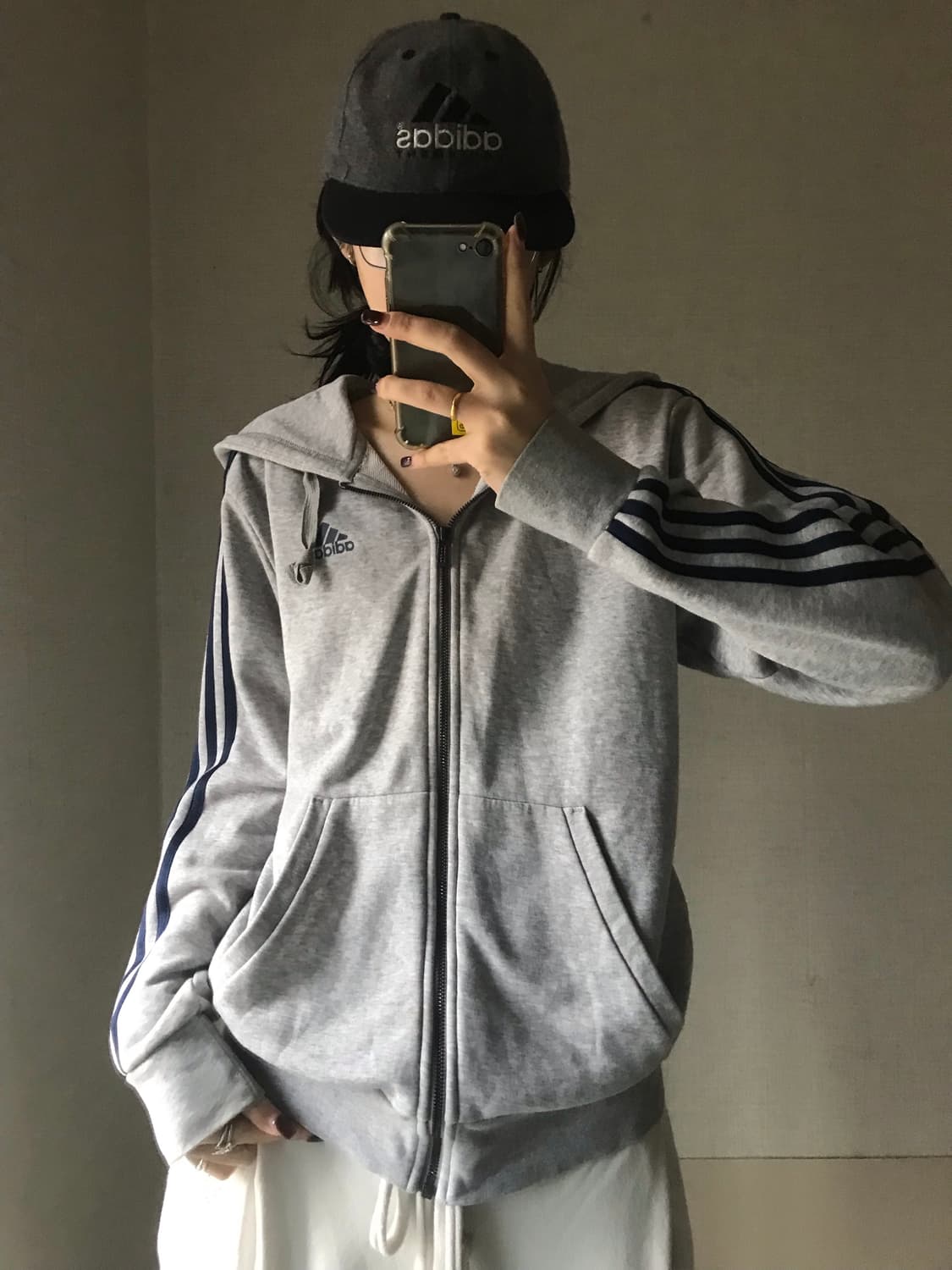 아디다스 그레이 네이비 후드집업 상품이미지2