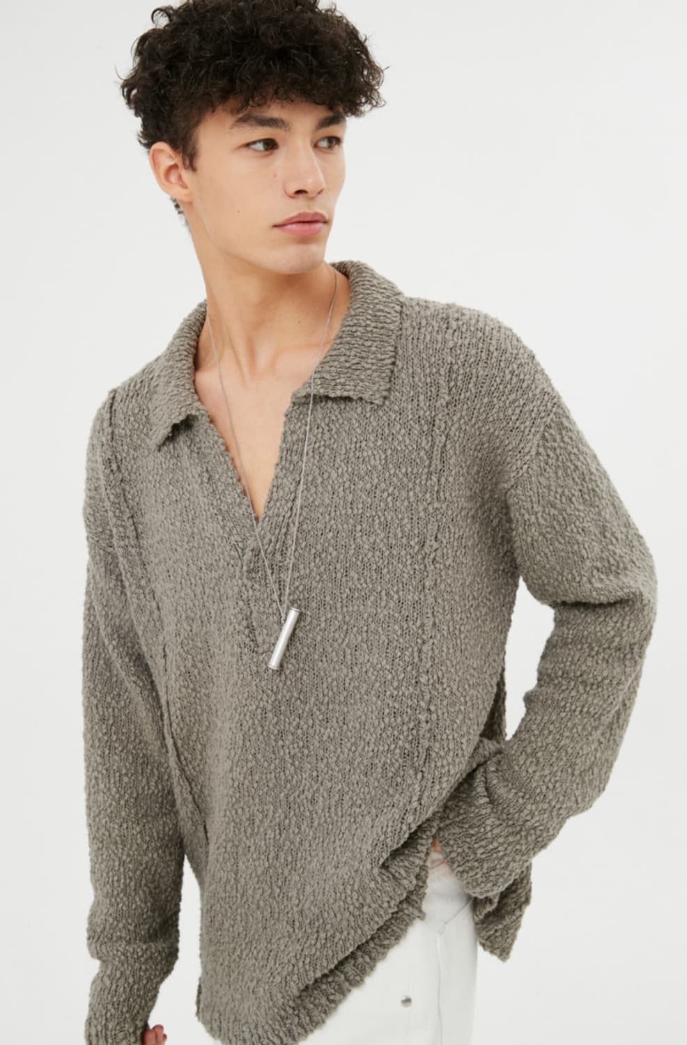 문선 로엔 부클 브이넥 카라 니트 모카 Moonsun 상품이미지1