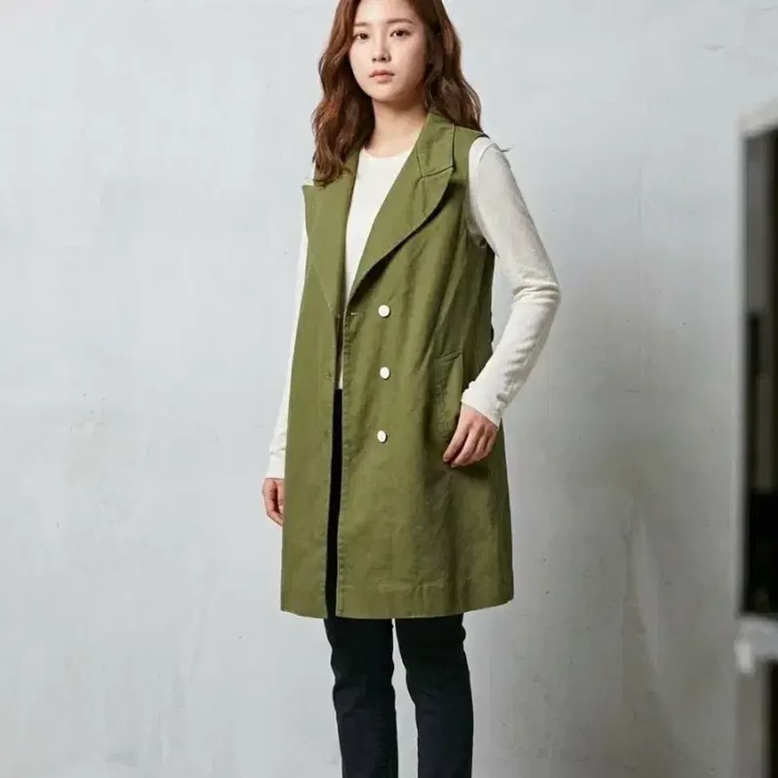 구호(KUHO) 카키 롱 베스트 ~55반 상품이미지1