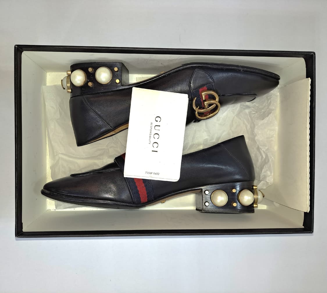 Gucci Leather Mid-Heel Loafer 38.5 상품이미지8
