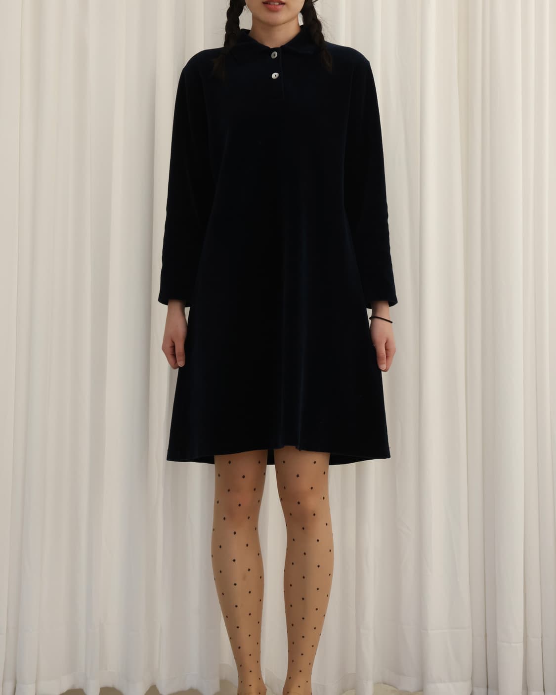 네이비 벨벳 원피스 상품이미지3