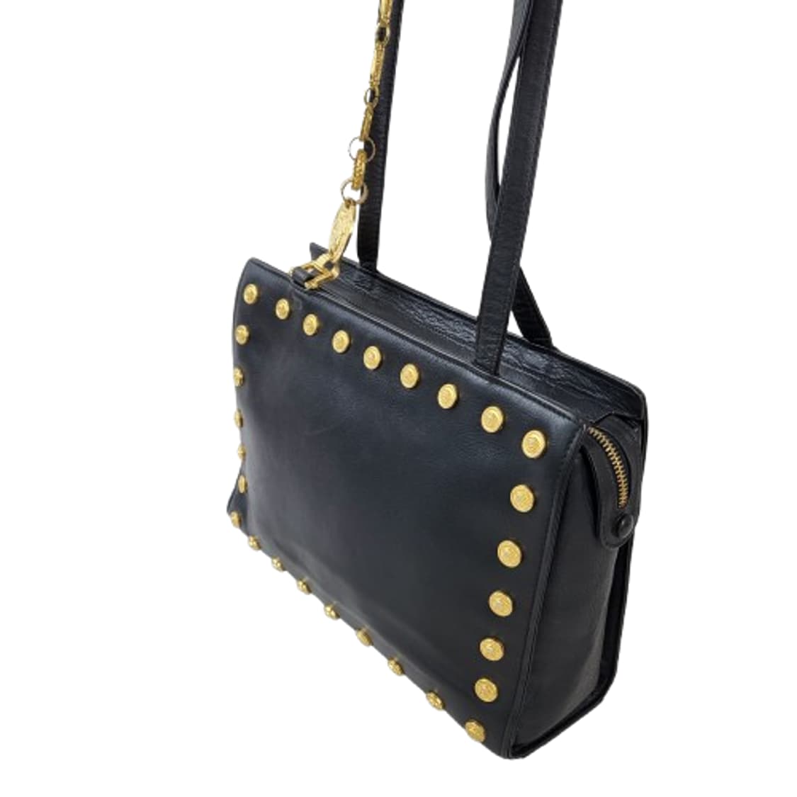 정품 베르사체 빈티지 블랙 레더 체인 숄더백 상품이미지4