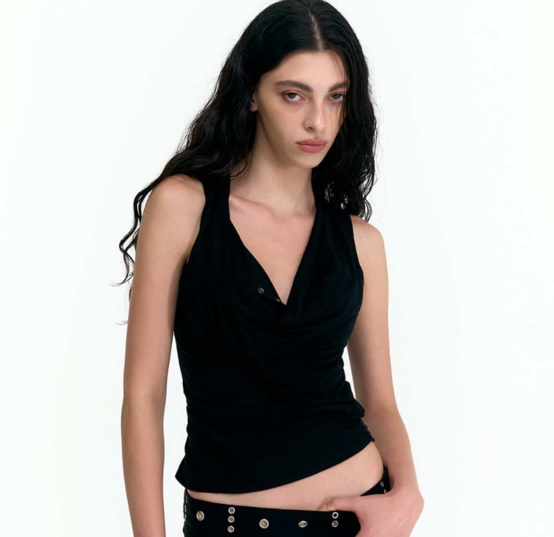 2000아카이브 드레이프 슬리브리스 탑 draped henley tank 상품이미지1