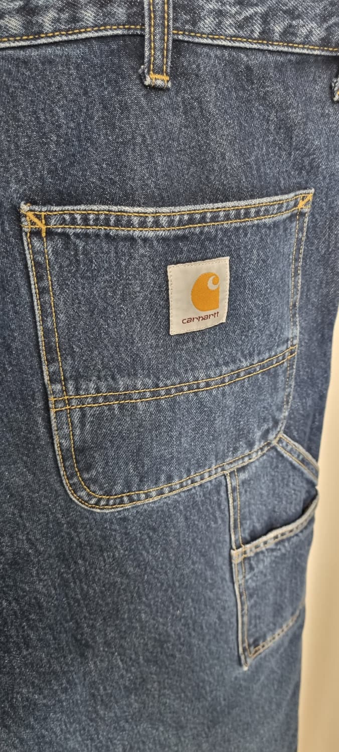 칼하트WIP 더블 니 팬츠 스미스 블루 스톤 워시드 W32L32  상품이미지3