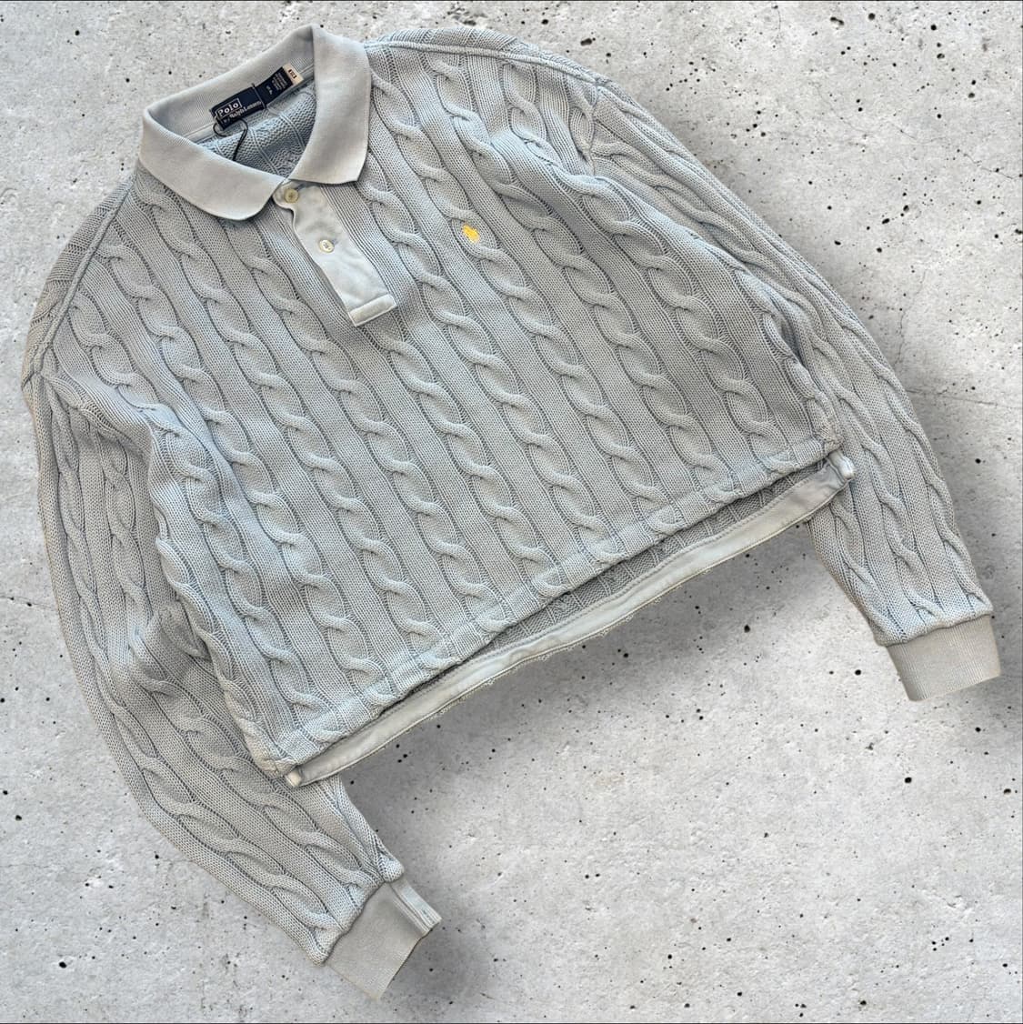 [S] 폴로 랄프로렌 신향큐알 크롭 케이블 니트 스카이블루 D253 상품이미지1