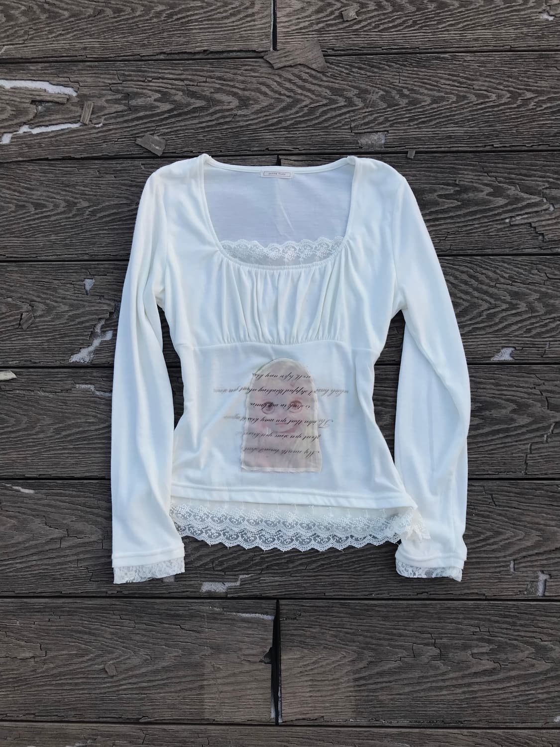 Romantic Lace Trim White Top 상품이미지3