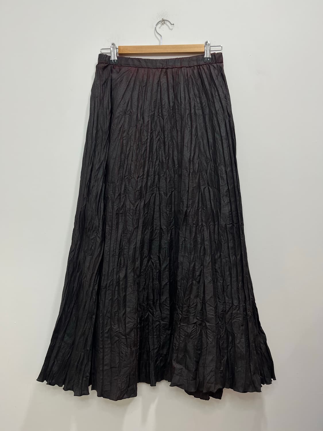 일본빈티지 고스룩 락펑크 블랙버건디 링클 롱스커트 상품이미지2