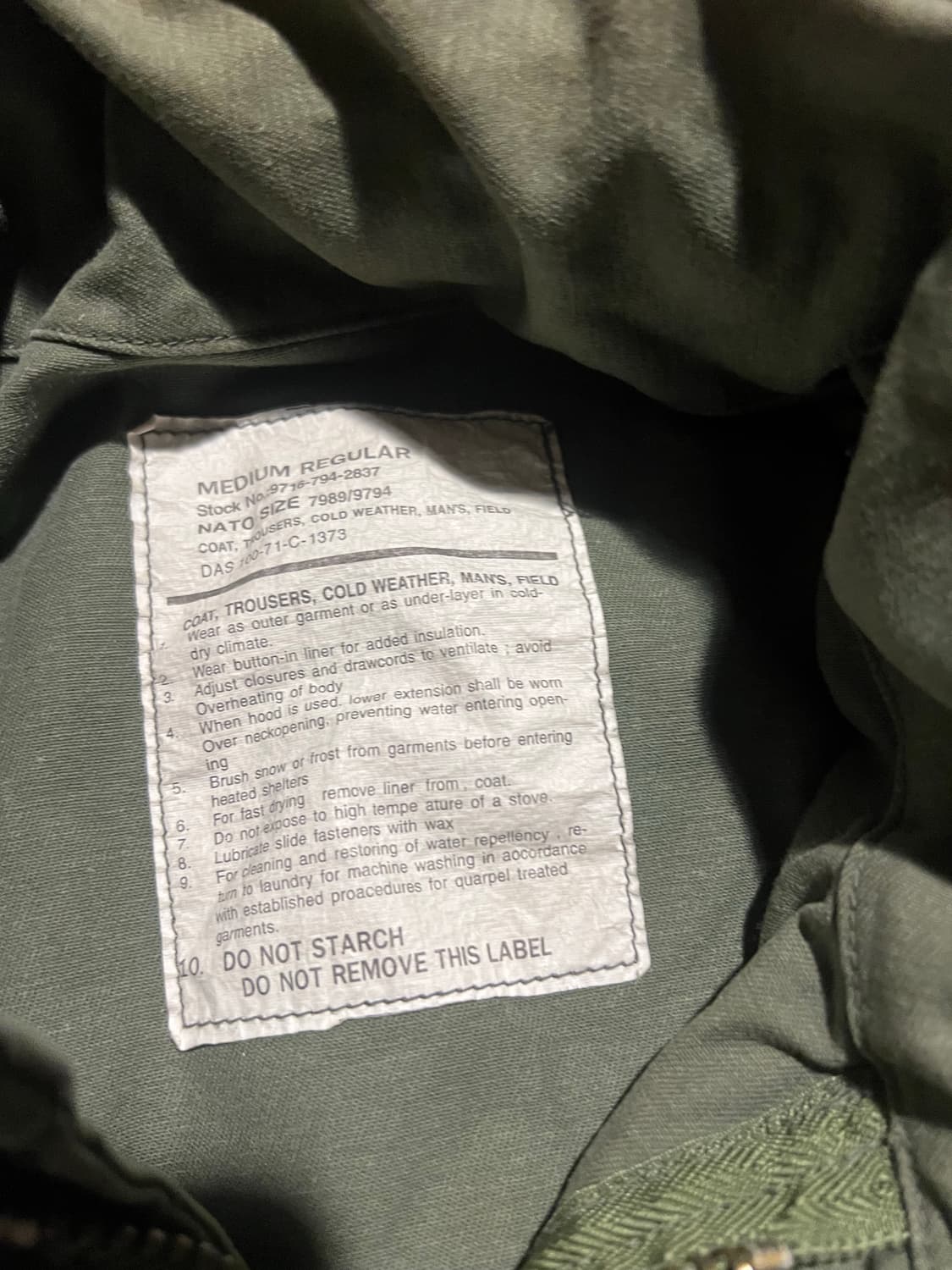 미군 오리지널 M-65 필드자켓 1971년 DSA 상품이미지3