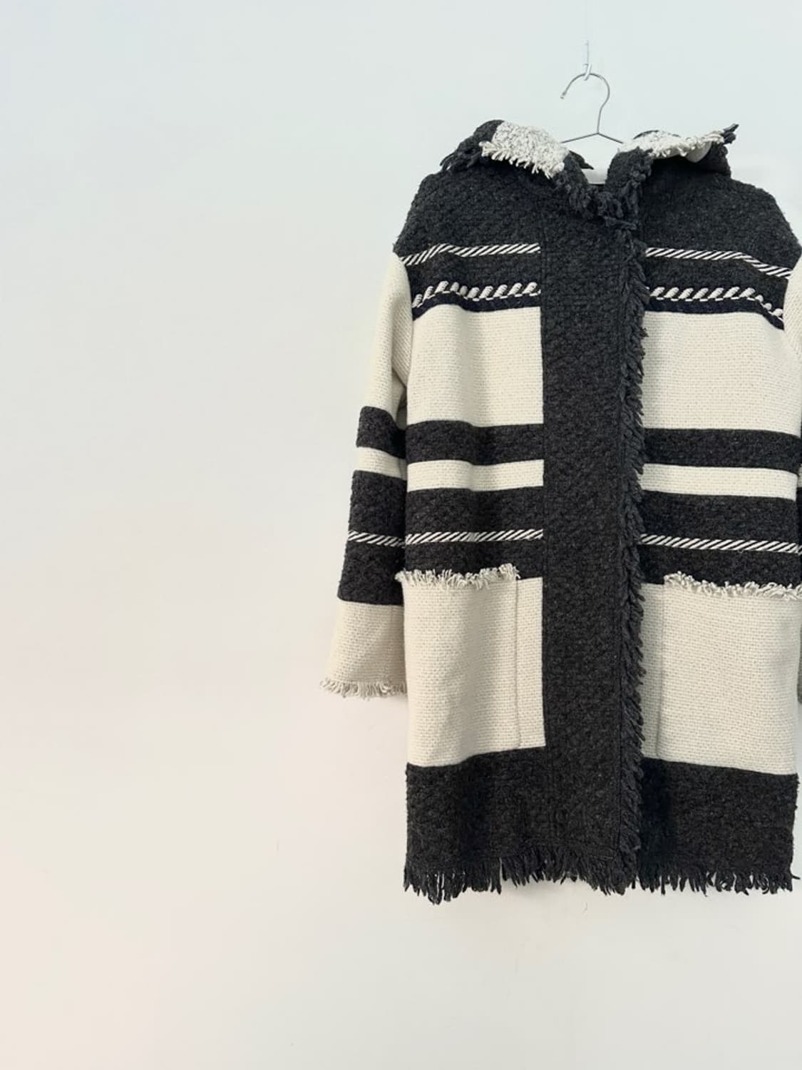 Indian tassel hoody coat / ivory & grey 상품이미지2