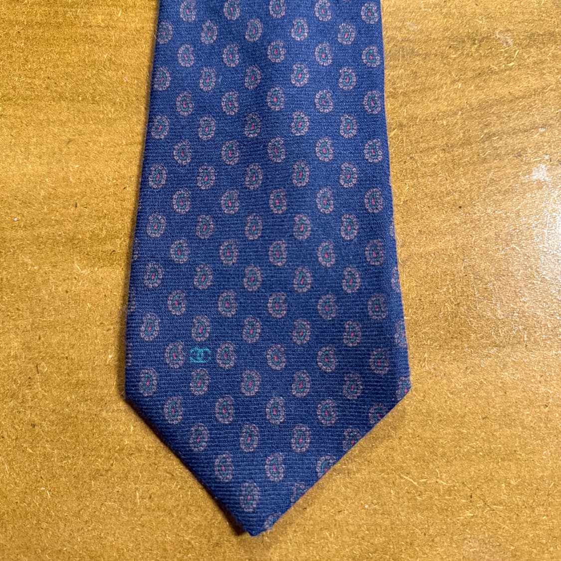 샤넬 CHANEL 네이비 페이즐리 실크, 울 넥타이 상품이미지5