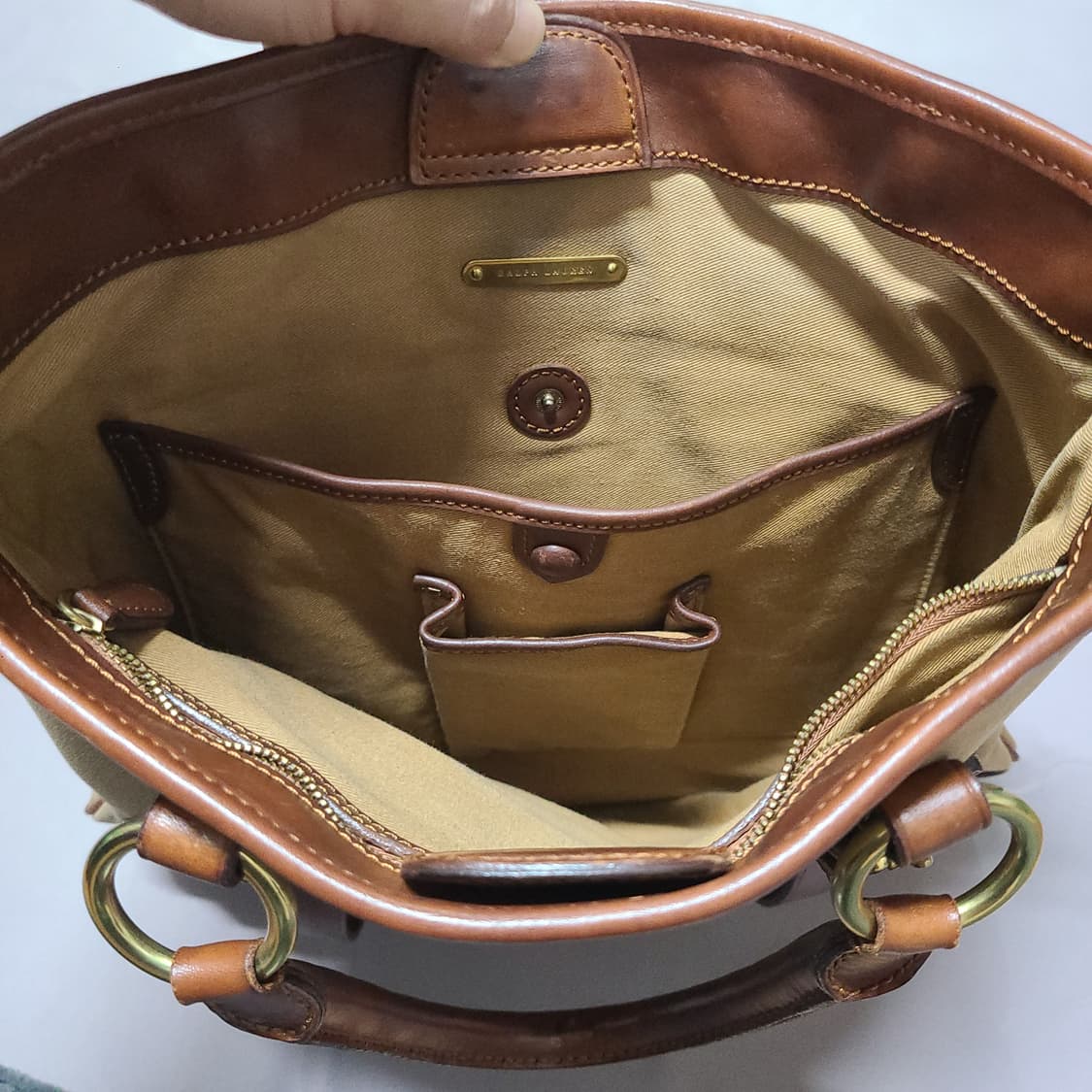 폴로 랄프로렌 빈티지 캔버스 레더(가죽) 토트백 크로스백 가방 상품이미지7