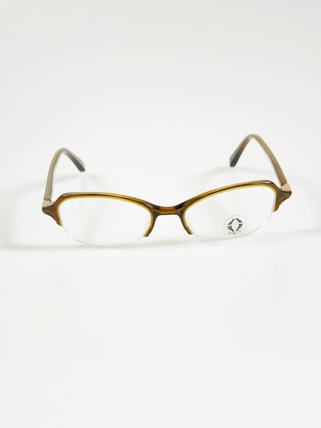 HAVIS 브라운 톨토이즈 오벌 반무테 빈티지 안경 상품이미지2
