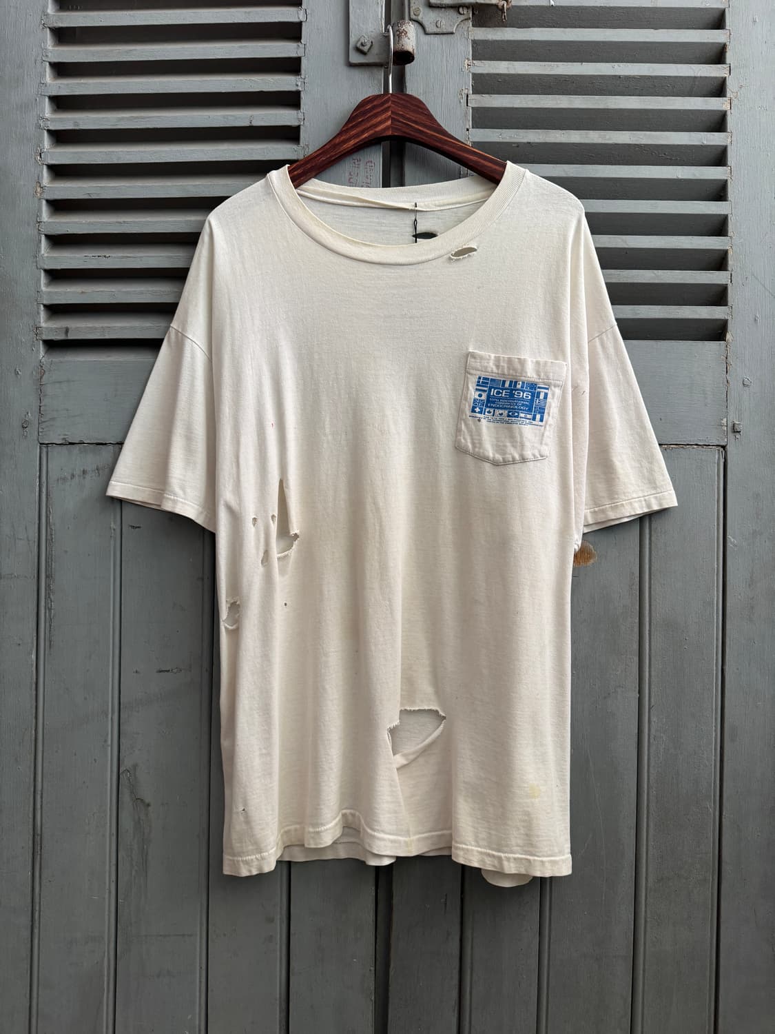 [XL]90's USA 빈티지 데미지 네셔널 플래그 프린팅 티셔츠 상품이미지2