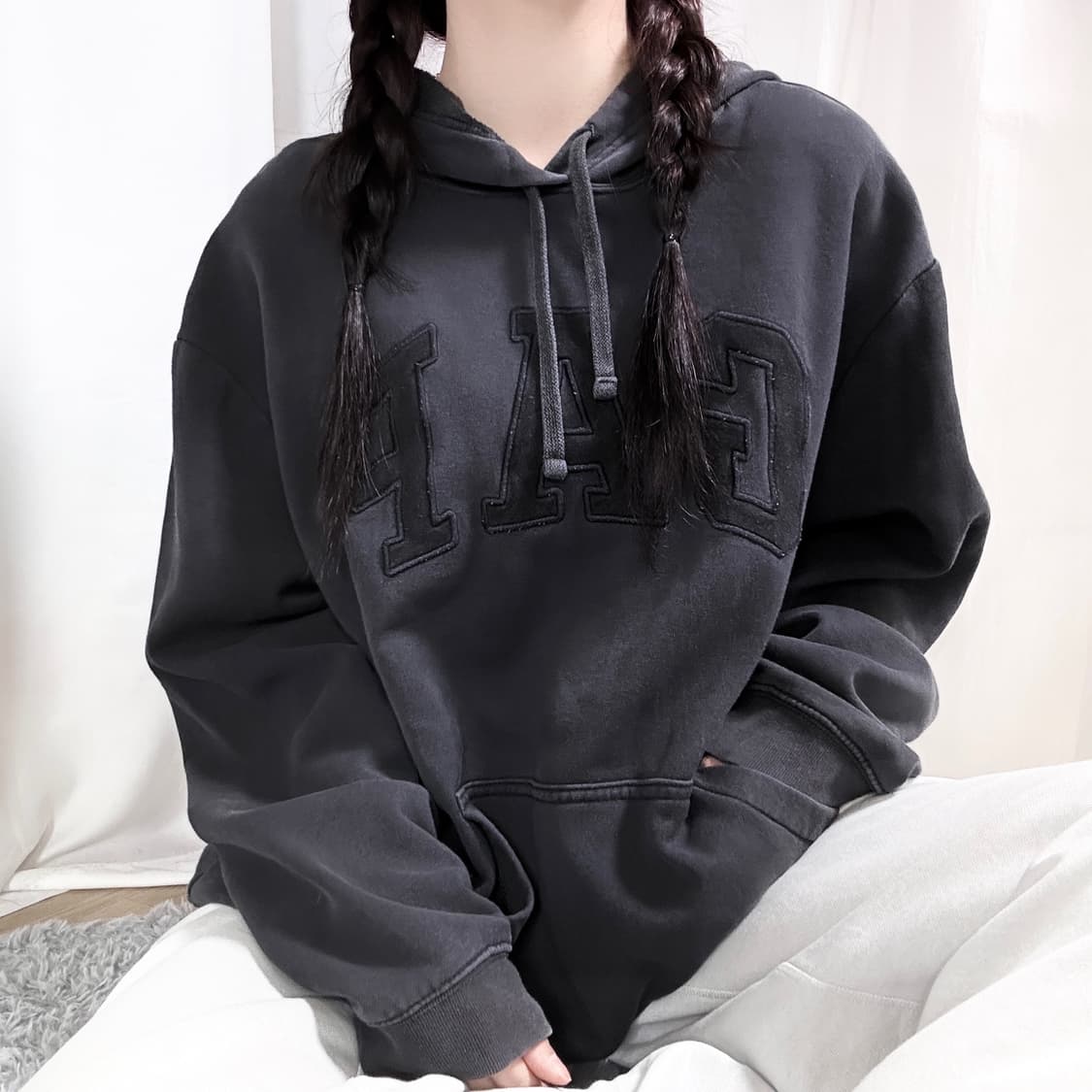 갭 차콜 빅로고 후드 상품이미지3