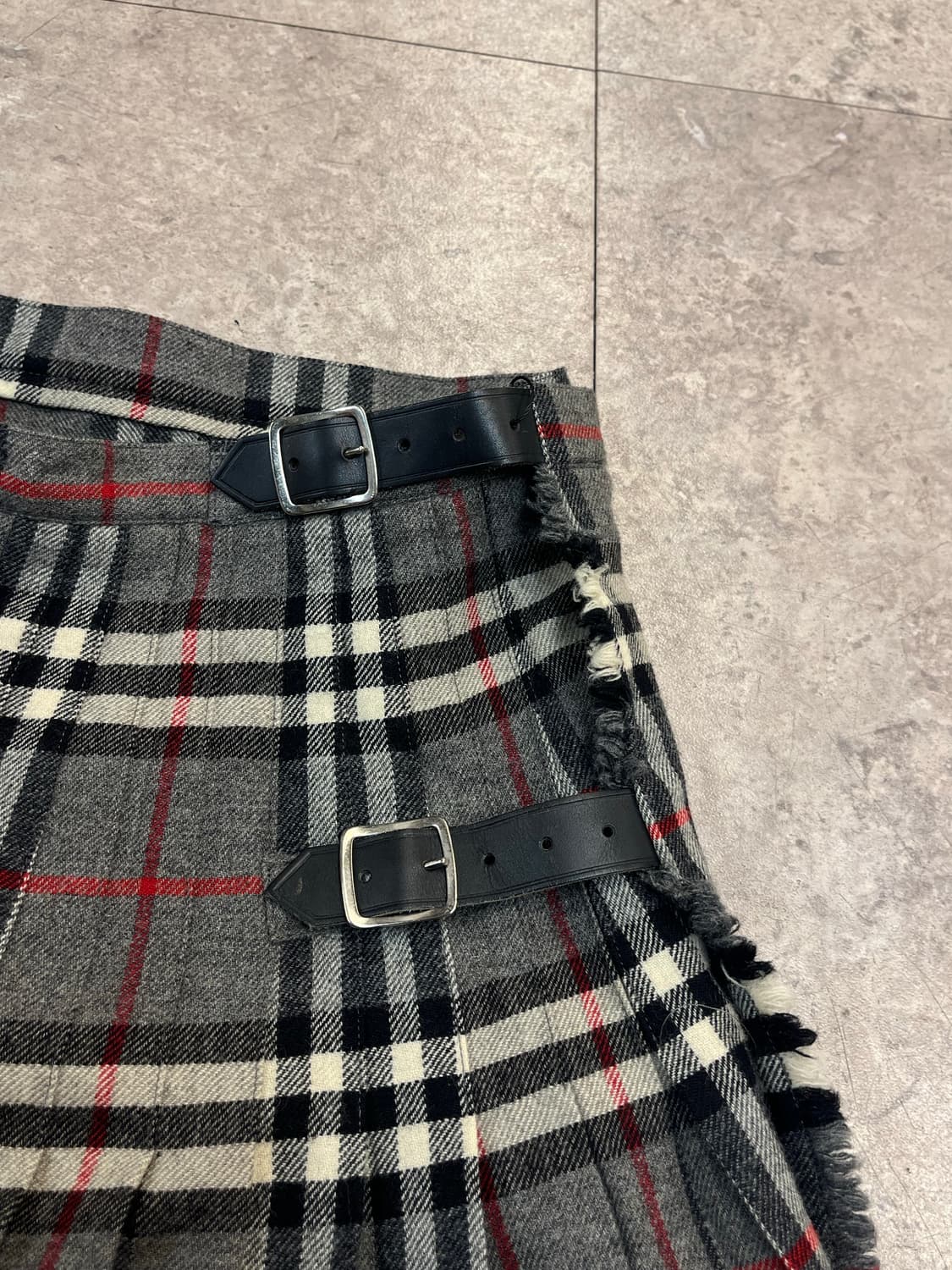 버버리 울 체크 플리츠 스커트 그레이 #csz2158 상품이미지5