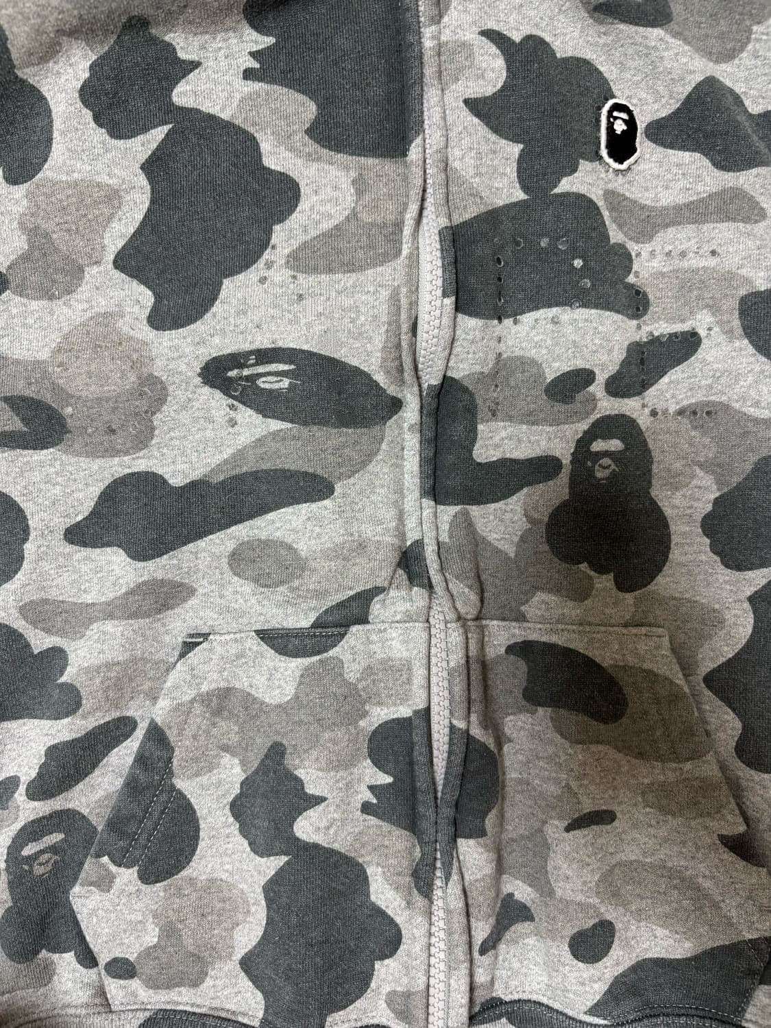 베이프 어 베이싱 에이프 헤더 그레이 카모 집 후드 그레이 상품이미지5