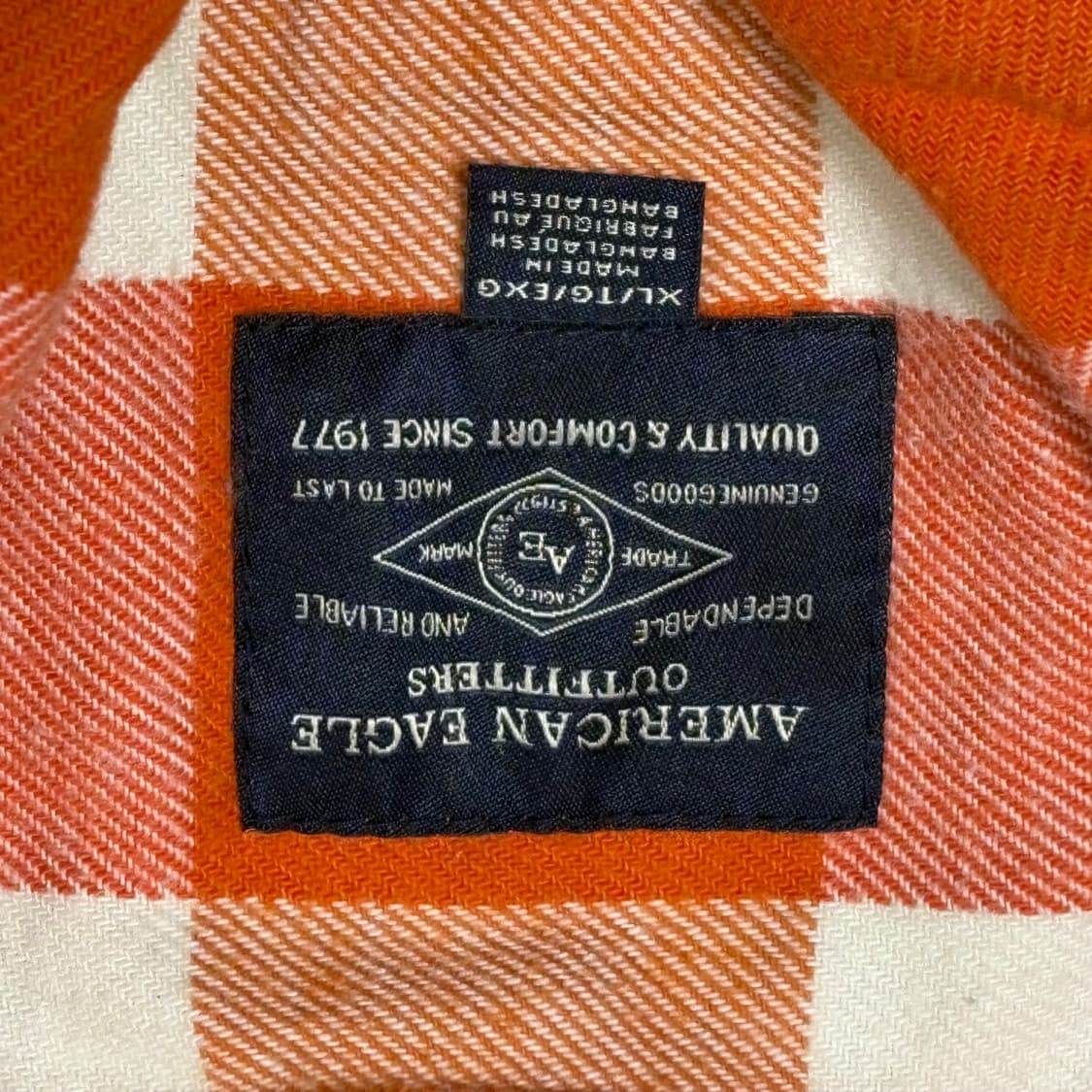 American Eagle 오렌지 플란넬 체크 셔츠 상품이미지3