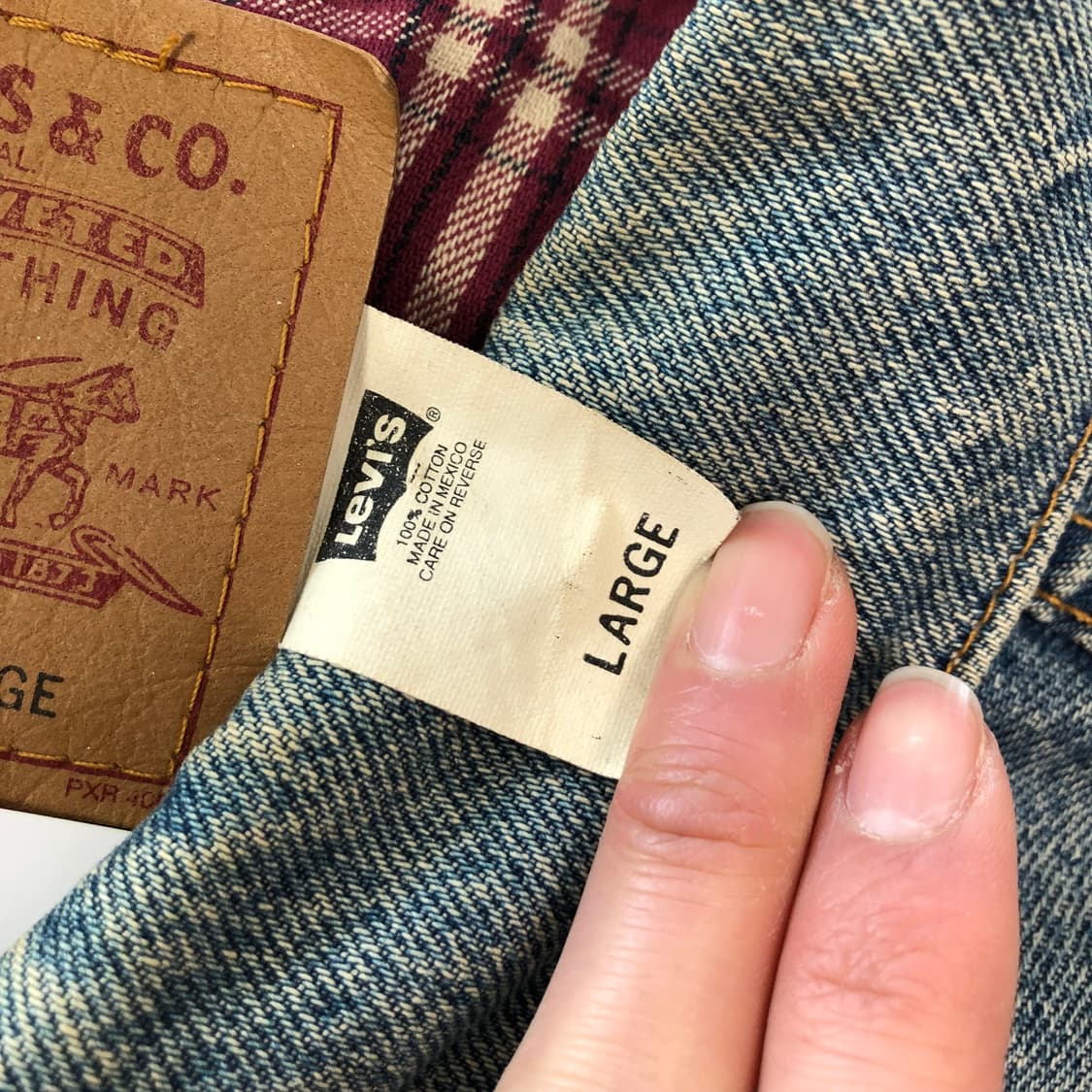 90s 리바이스 더티워싱 체크라이닝 데님 트러커자켓  상품이미지9