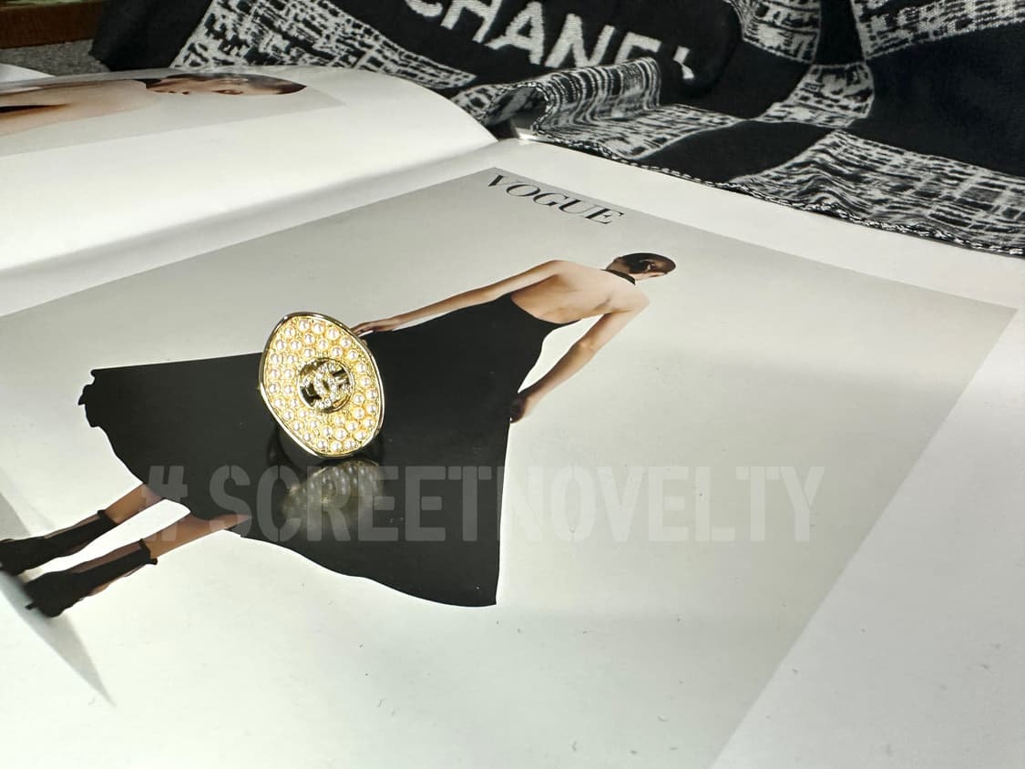 샤넬 빈티지 골드진주 큐빅 반지 상품이미지4