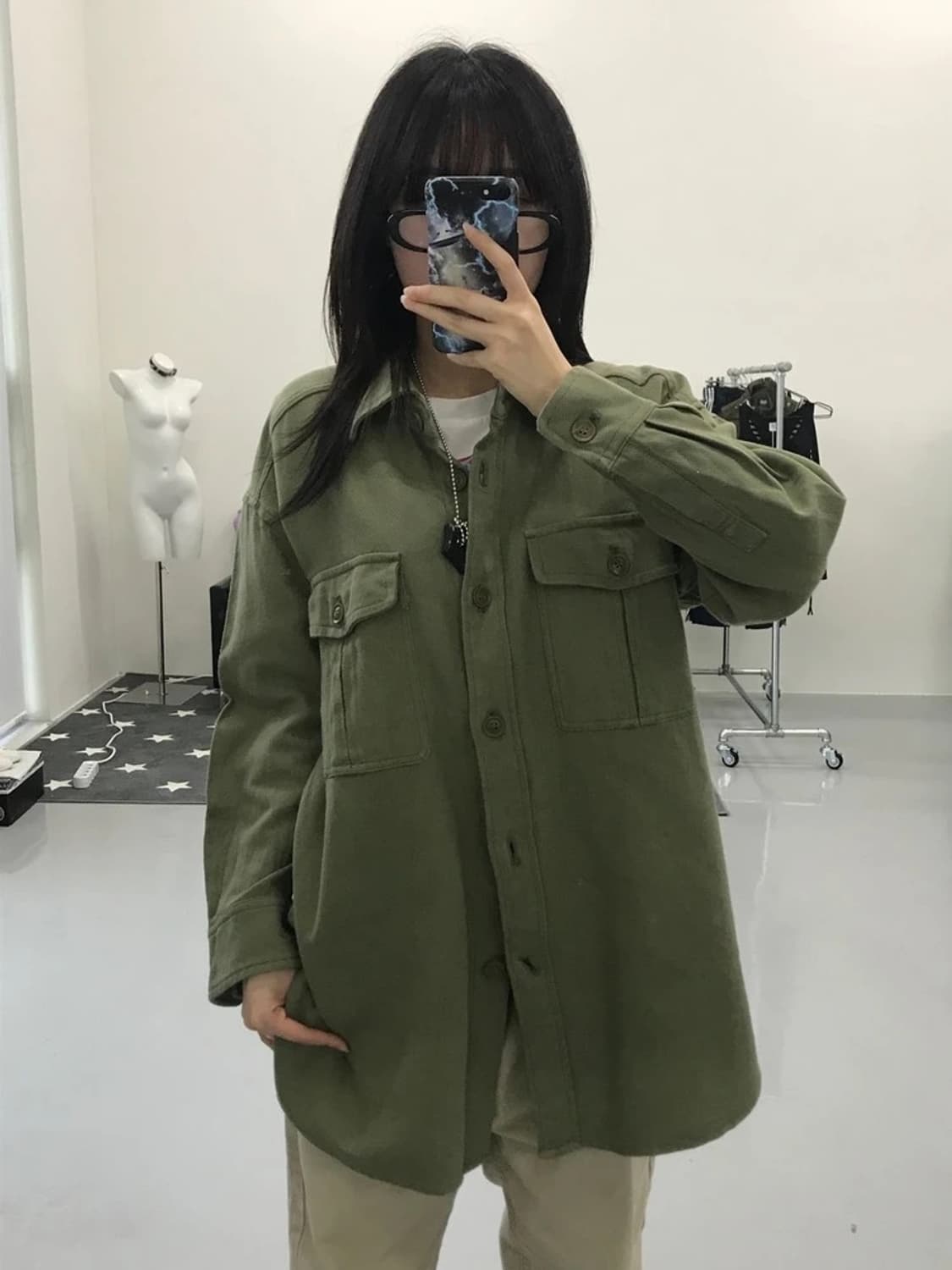 글로벌 워크 카키 셔츠 상품이미지1